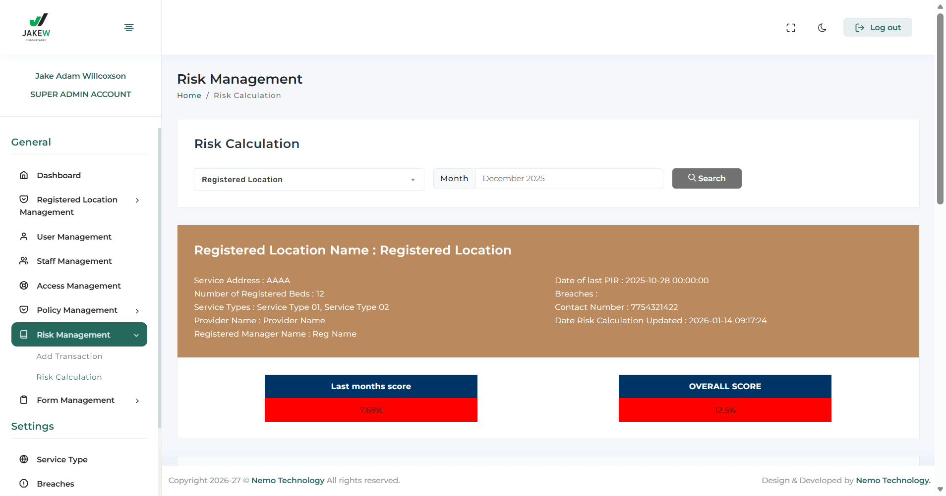 Step #8: From risk calculation they can then see more information about there service