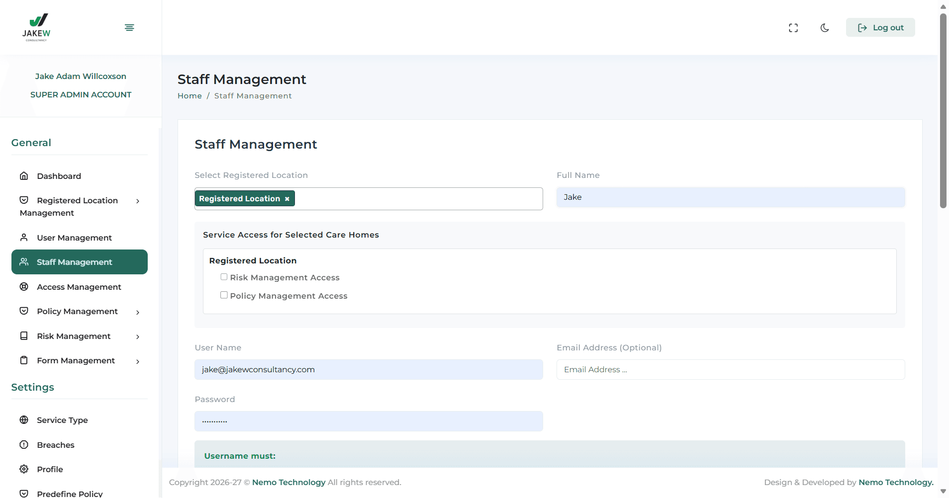 Step #14: Click on "Service Access for Selected Care Homes"