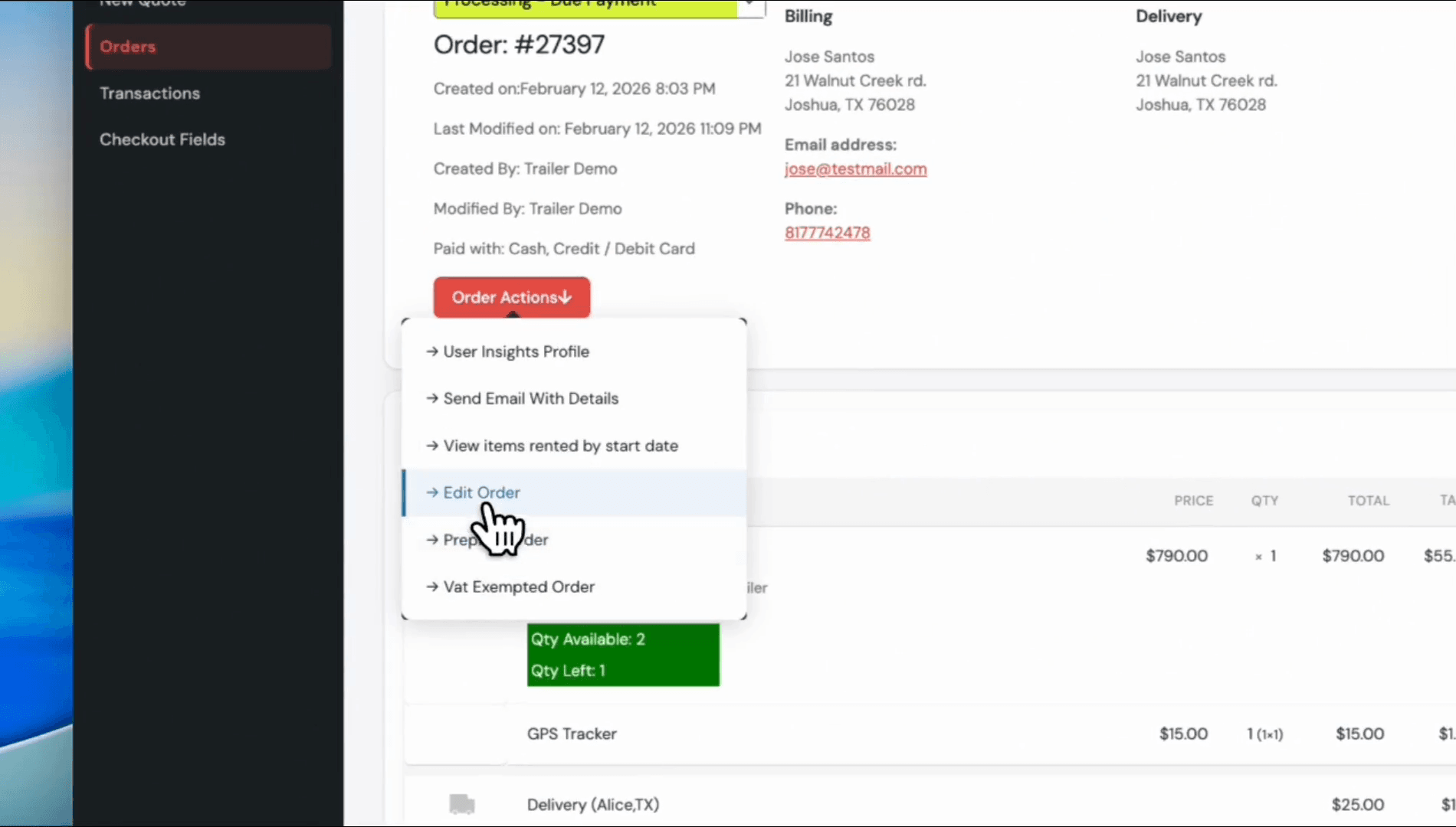 Step #4: Click Edit Order.