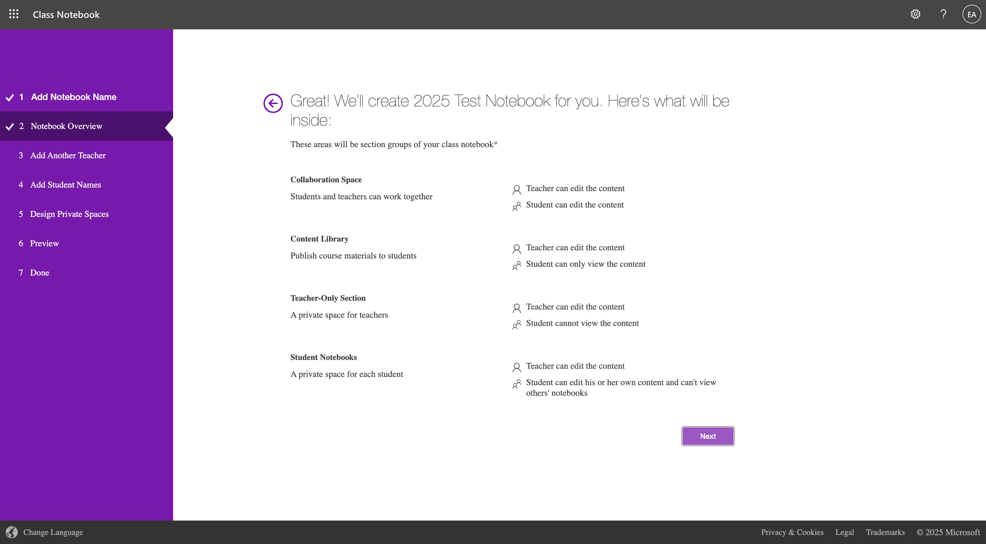 Step #4: Under Notebook Overview, click on Next.