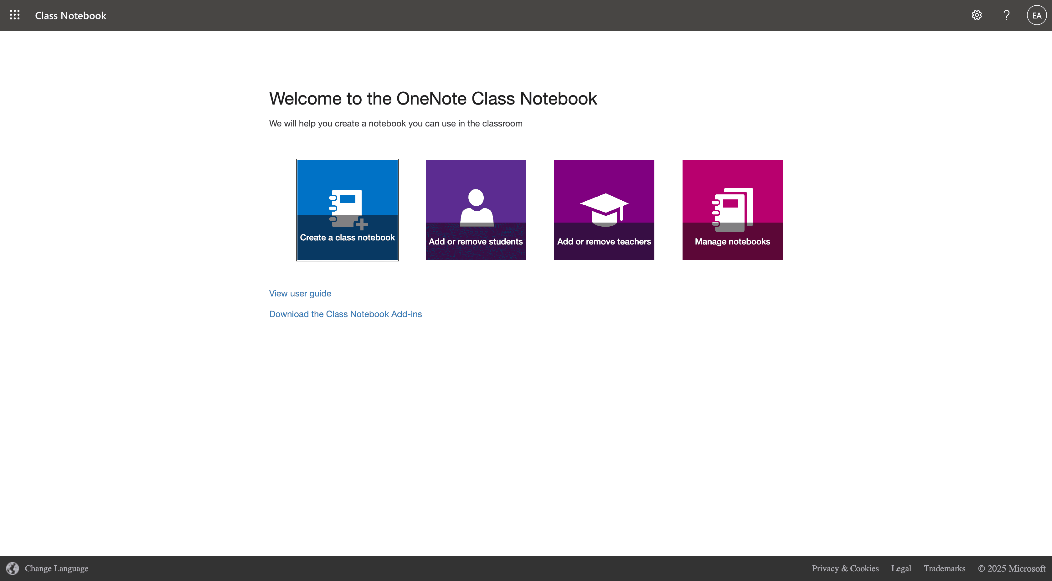 Step #2: Click on Create a class notebook.
