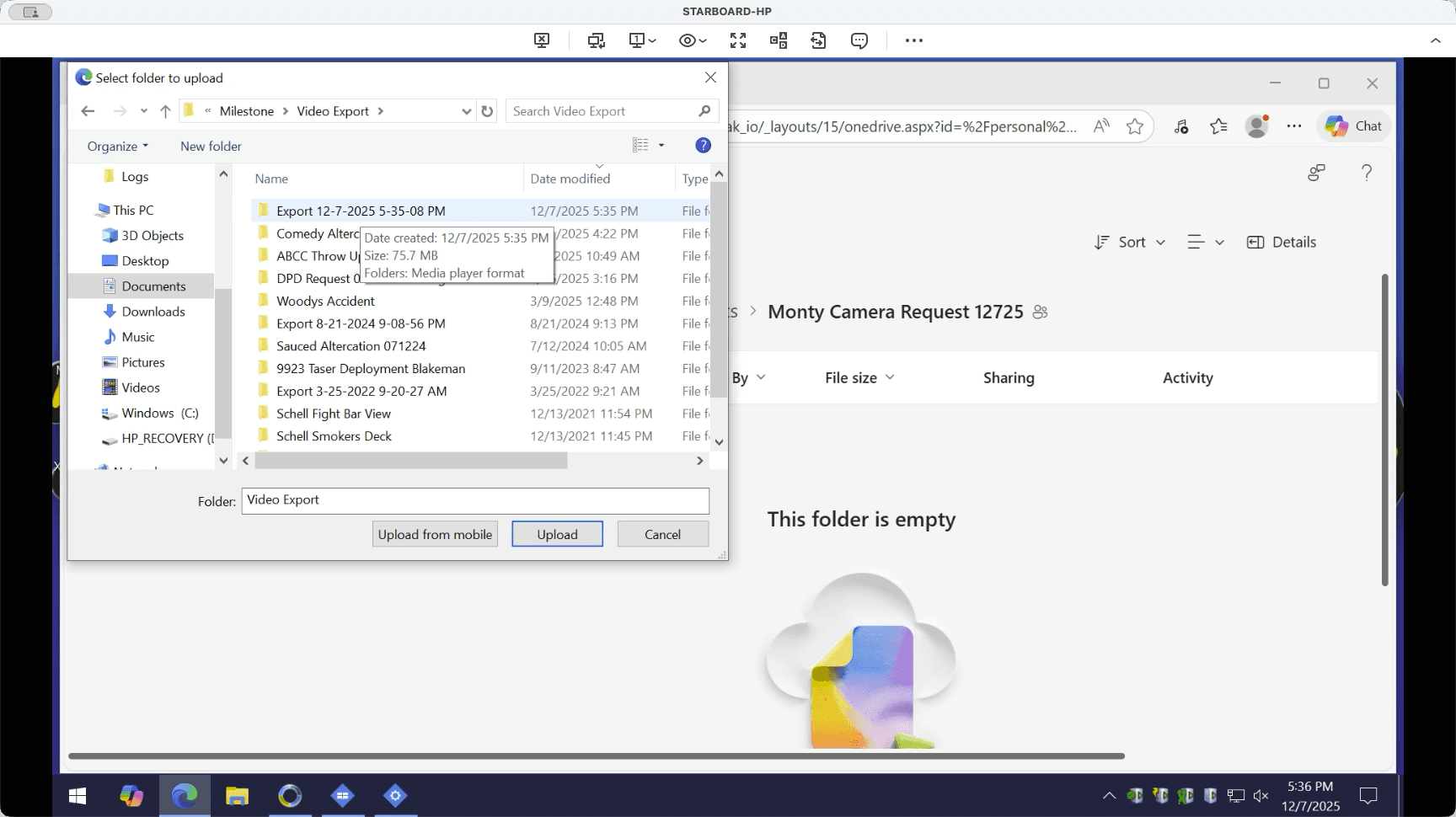 Step #28: Click on the export you want to upload.