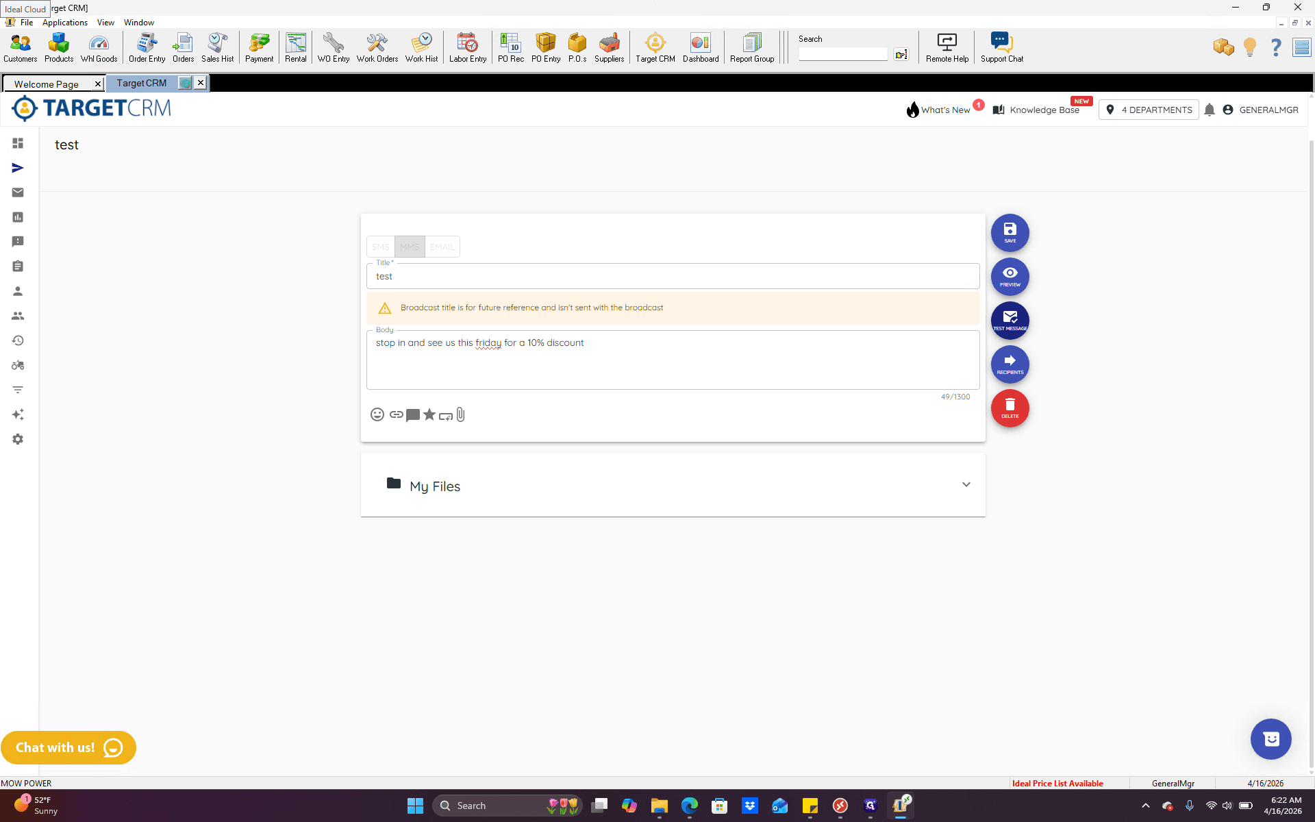 Step #17: Click on "TEST MESSAGE"