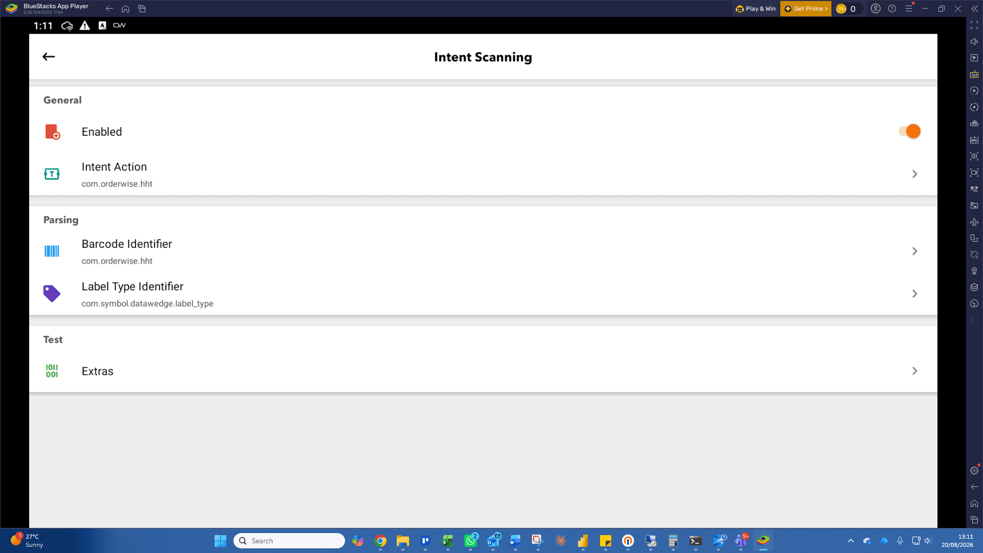 Step #4: Ensure Intent Scanning is ENABLED and Configured as below.