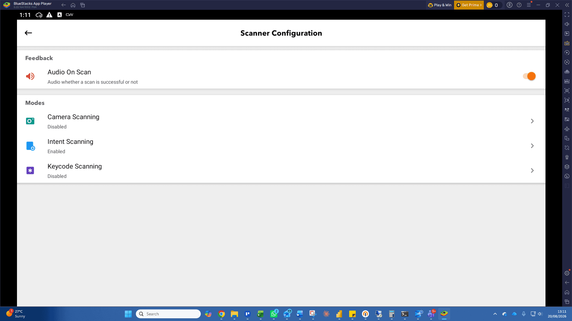 Step #6: Click Keycode Scanning under the Modes section.