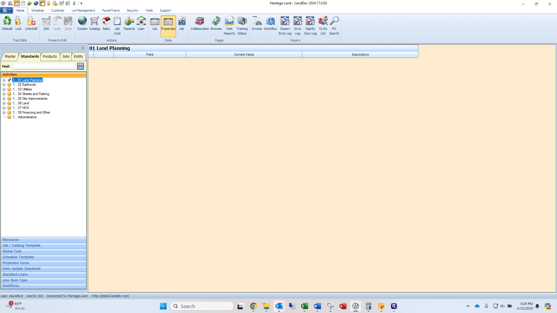 Step #7: Click on "... 01 Land Planning"