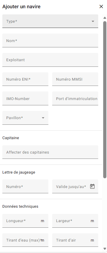 Step #4: Saisissez les données du navire.