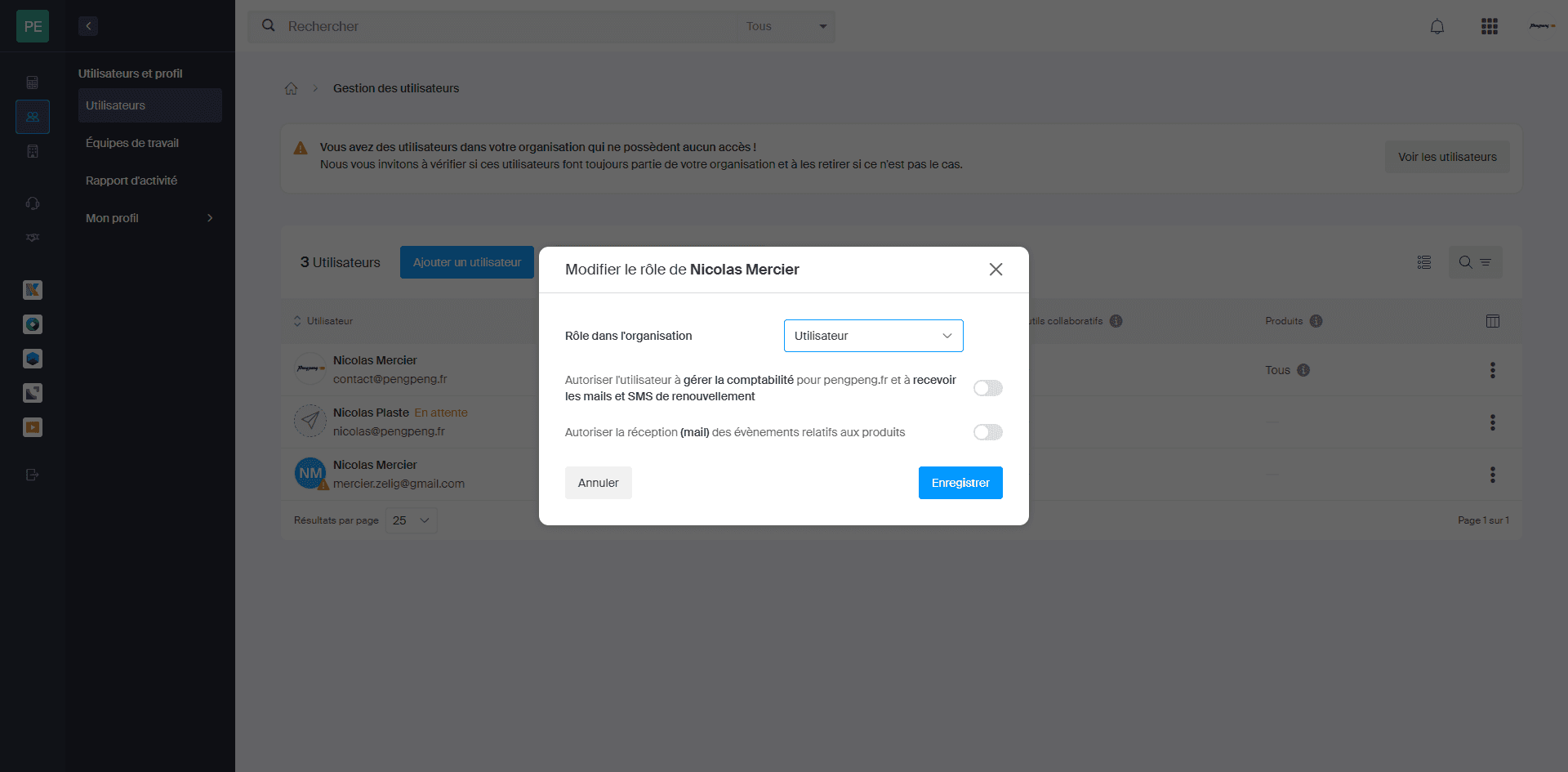 Step #6: changez "Utilisateur" en "Administrateur"