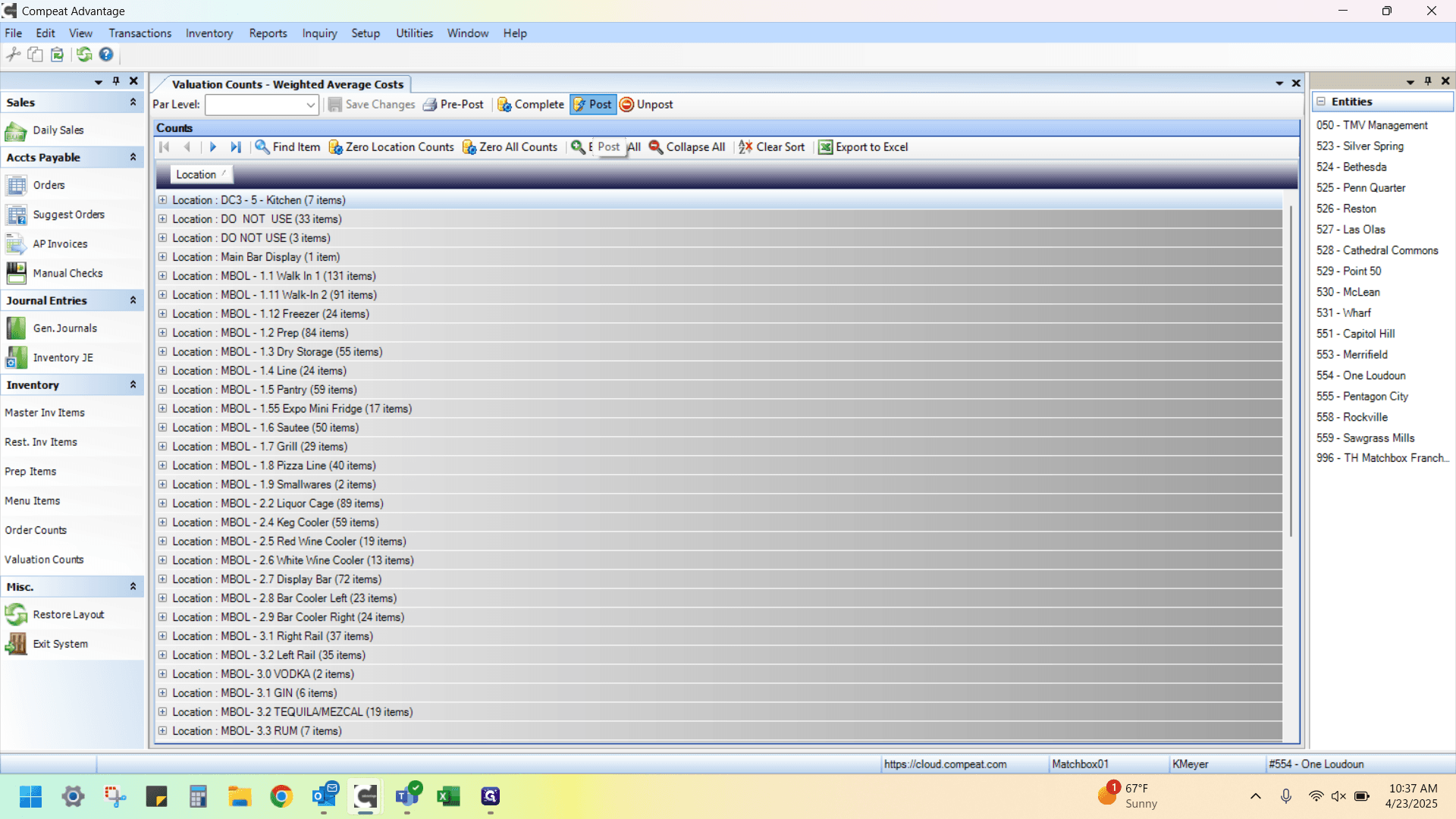 Step #9: If all is accurate, click "Post" on the Inventory Counts screen.