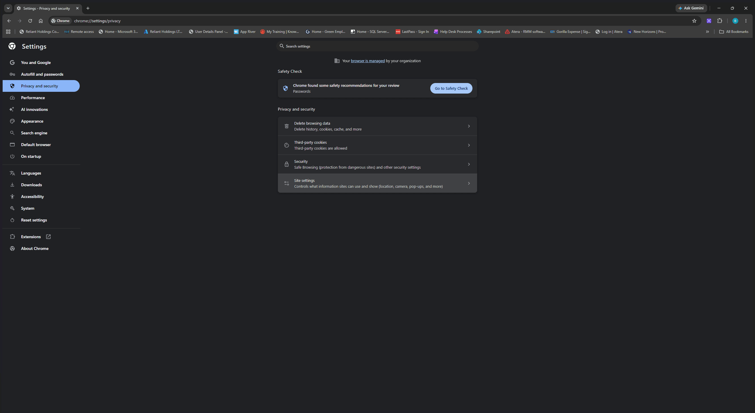 Step #2: Scroll down to the main panel and click on Site settings.