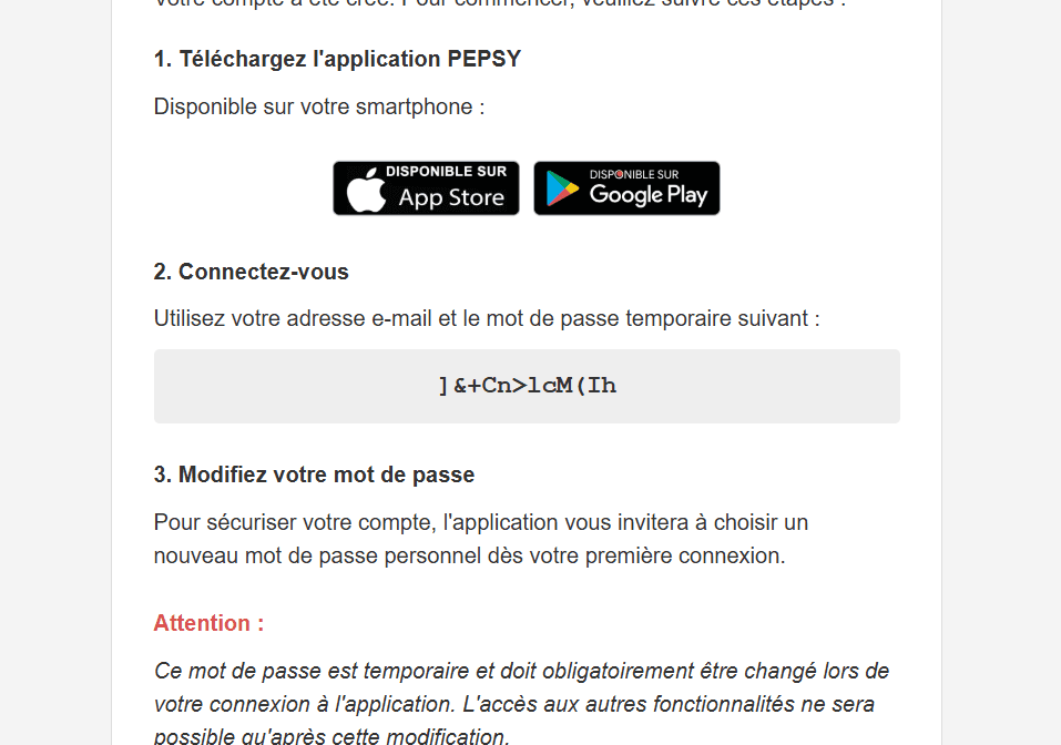 Step #4: Une fois l'application installée et lancée, vous aurez besoin de votre mot de passe temporaire.