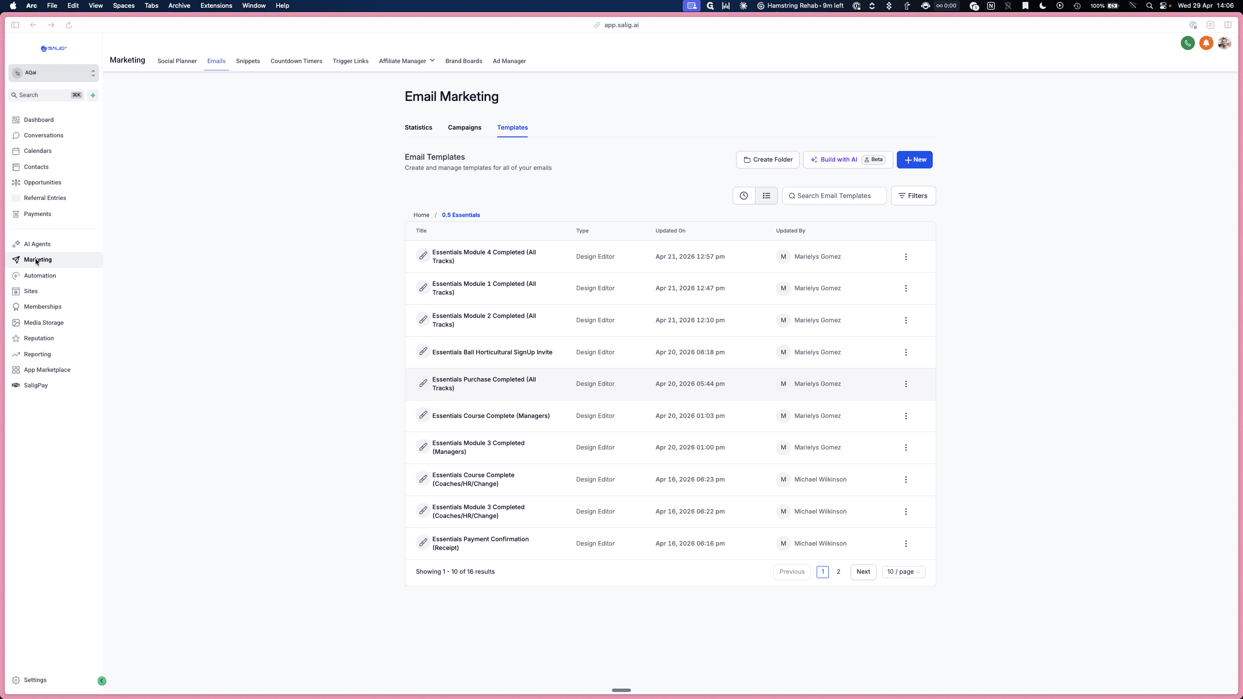 Step #1: Click Marketing in the left-hand navigation sidebar.
