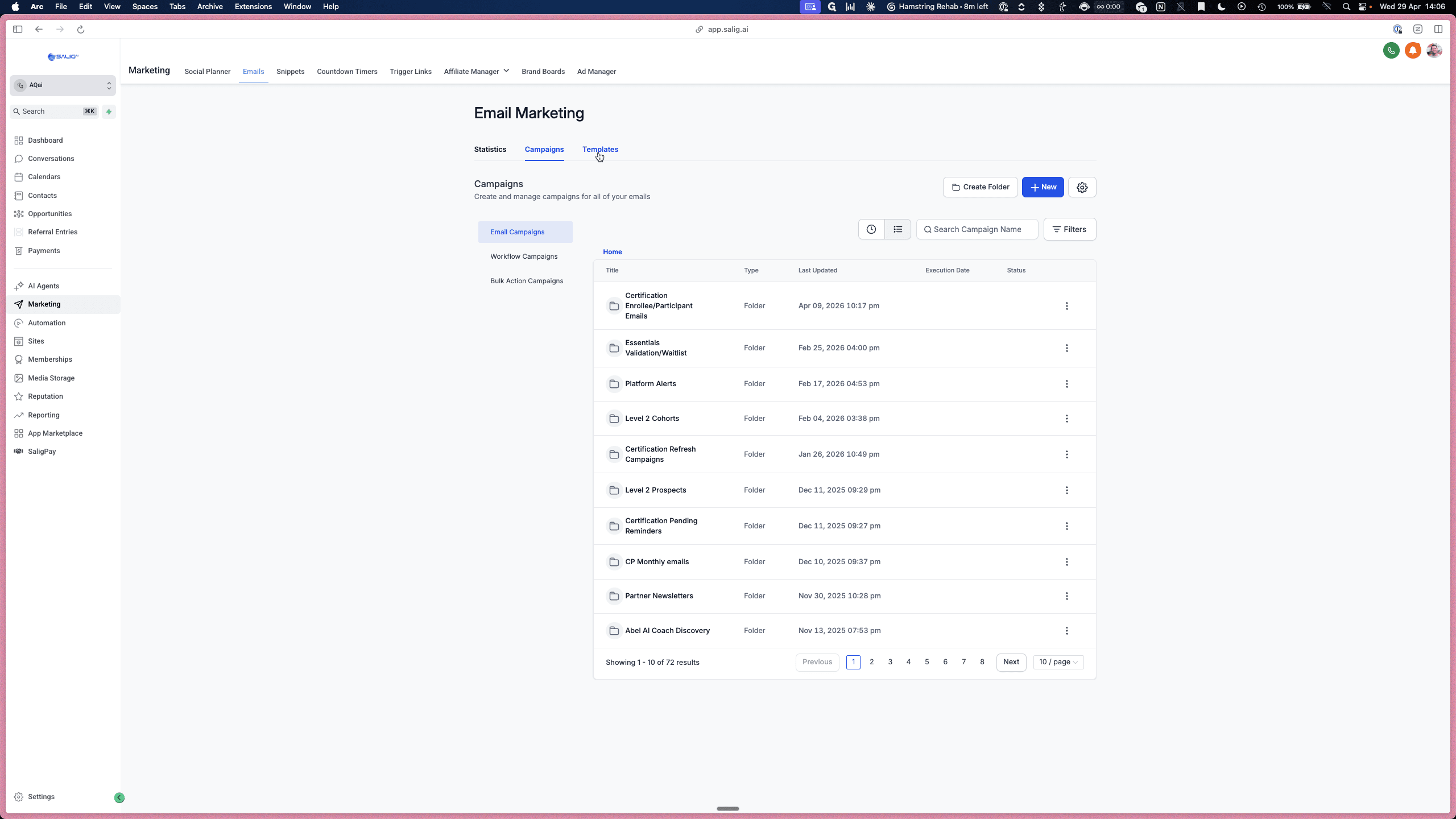 Step #3: Select Templates to view all existing email designs.