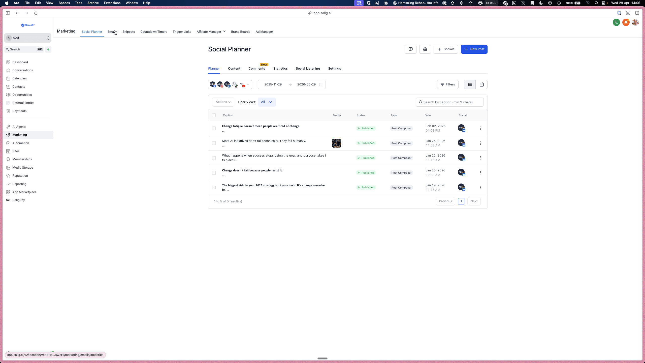 Step #2: Click the Emails tab in the top navigation bar.