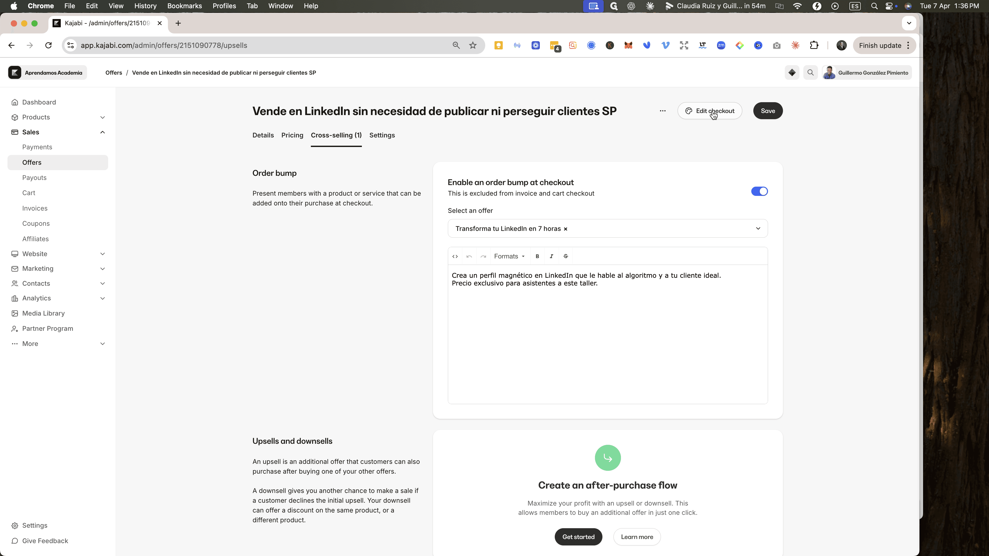 Step #9: Hagan clic en "Edit checkout"