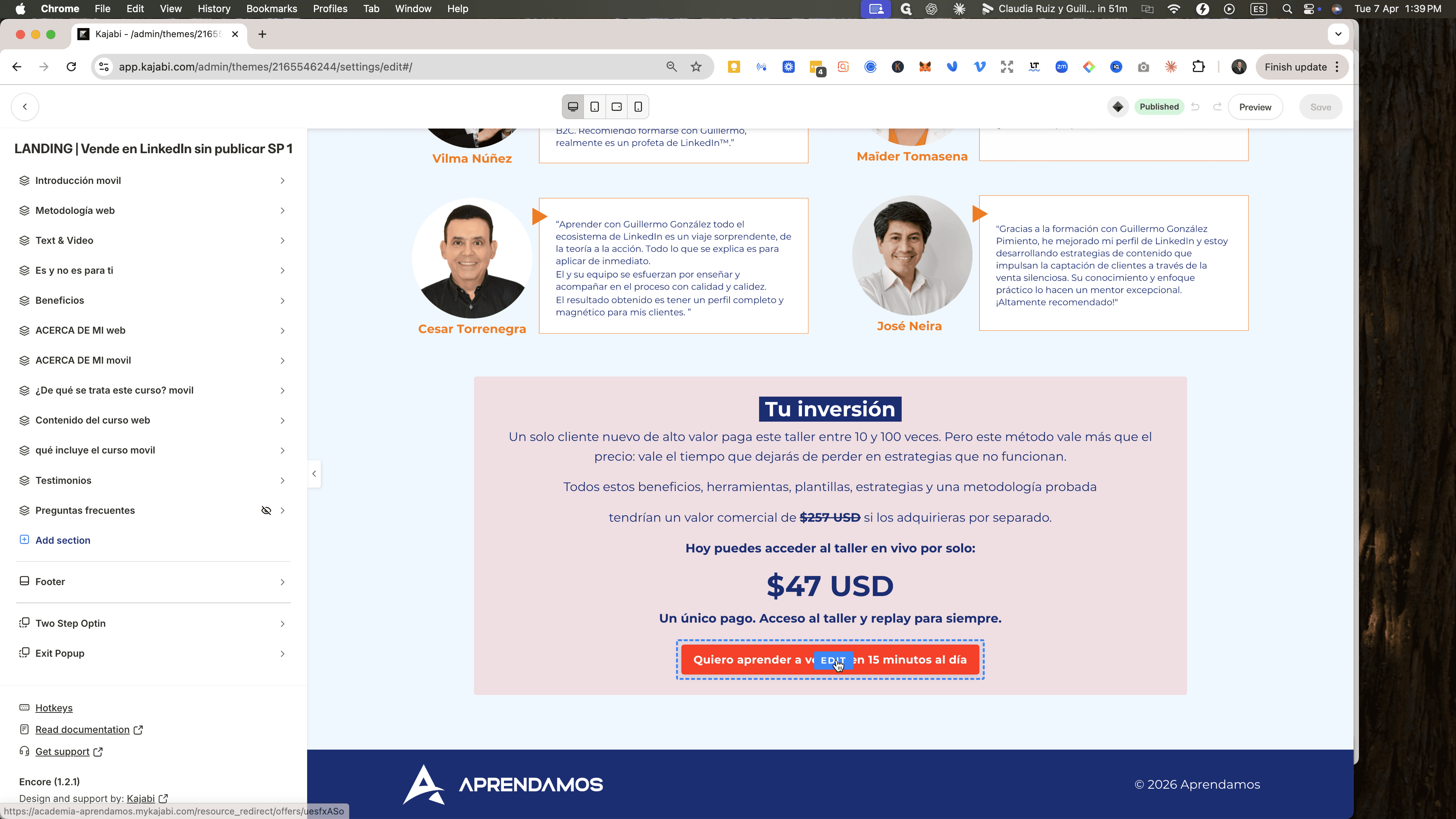 Step #36: Hagan clic en "Quiero aprender a v EDIT en 15 minutos al día"