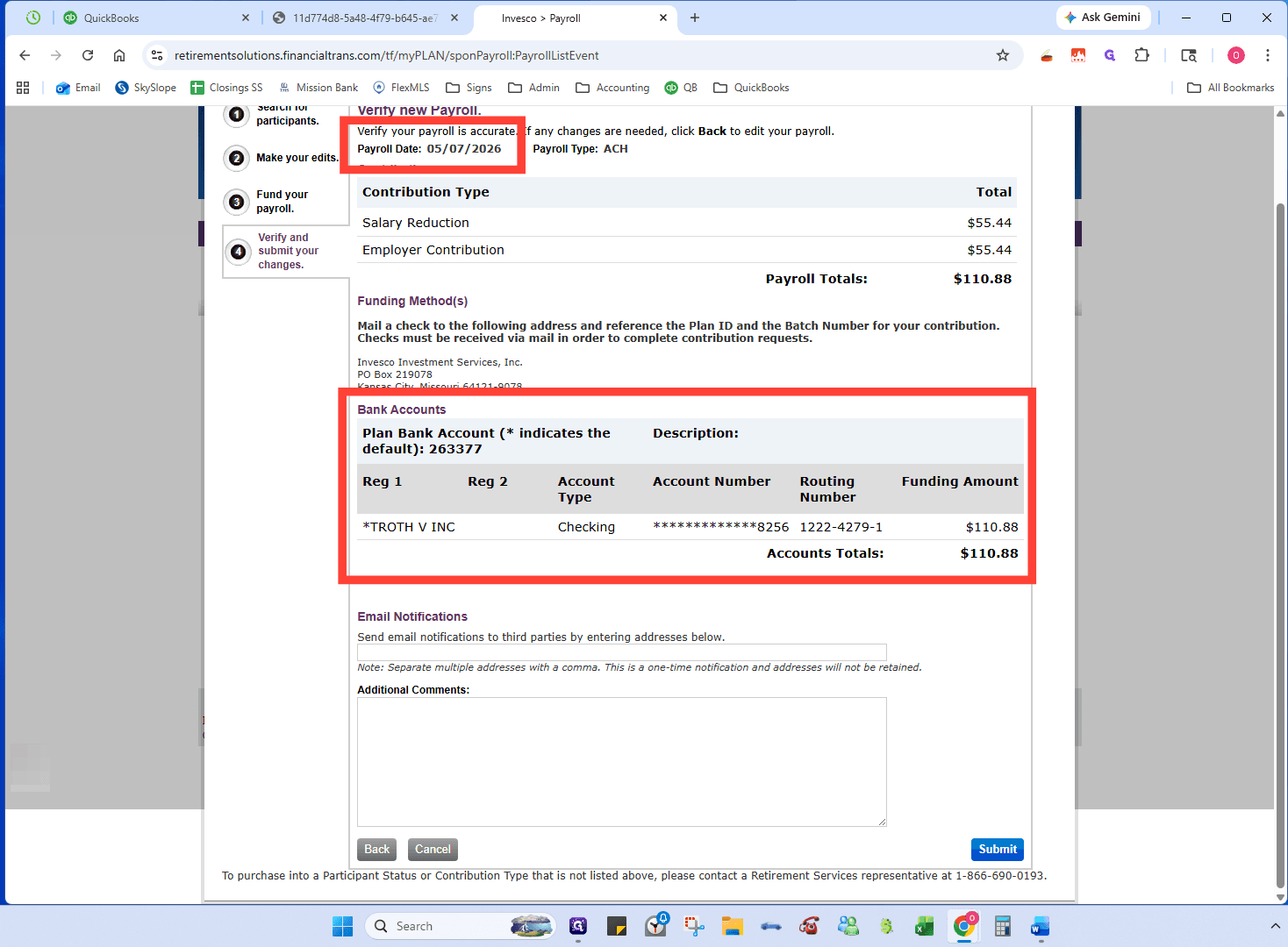 Step #21: Review the transaction summary and click Submit.