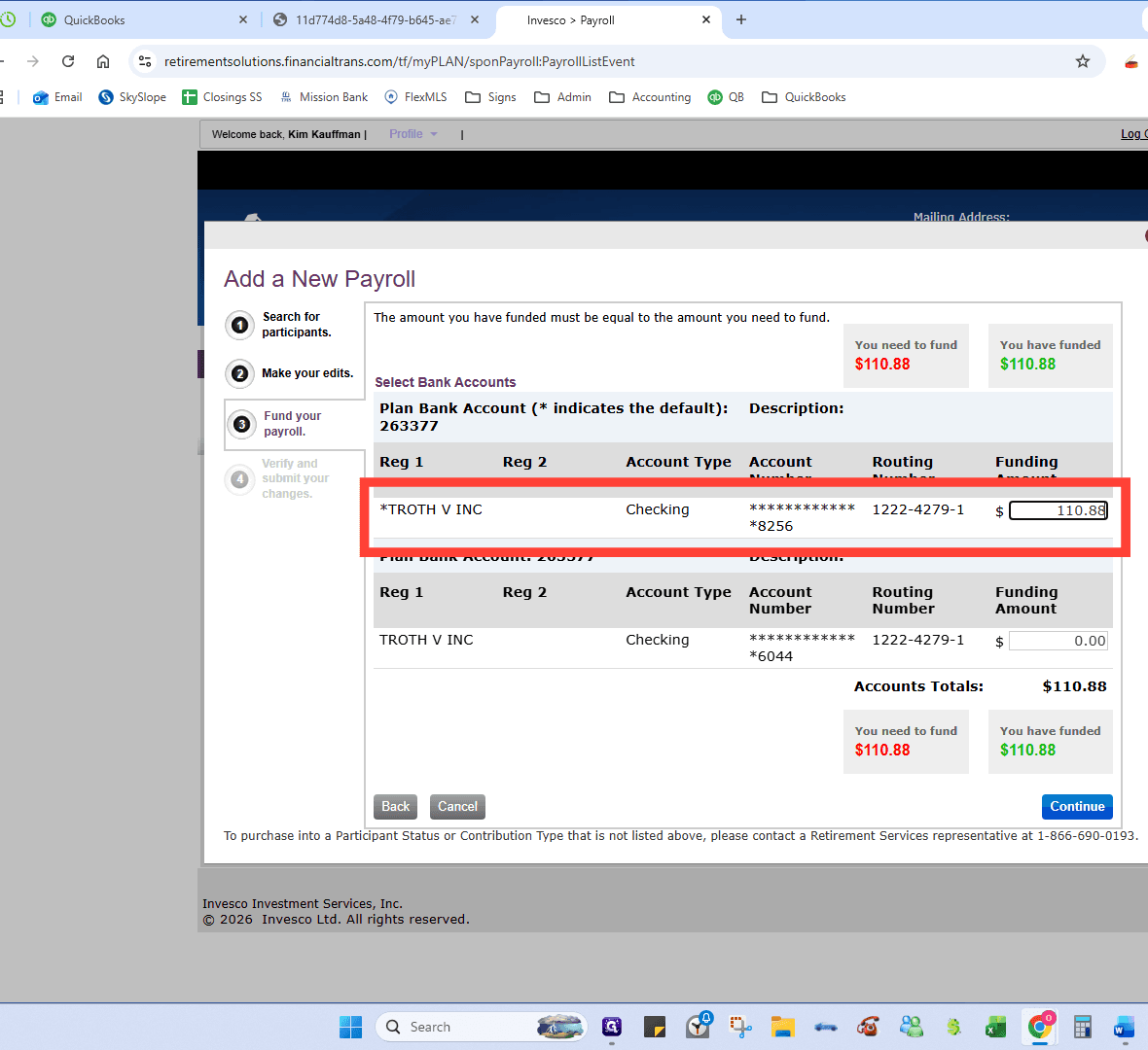 Step #20: Verify it's the correct bank account and amount and click Continue.