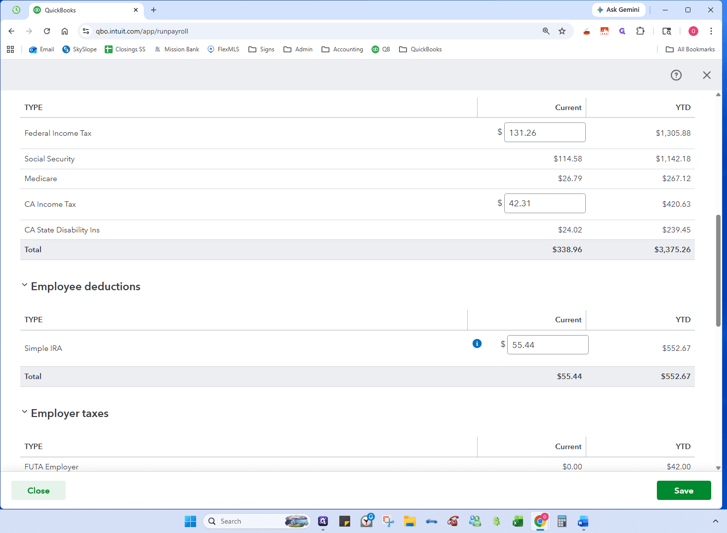Step #11: Click Close when you are finished reviewing (or Save if you made changes).