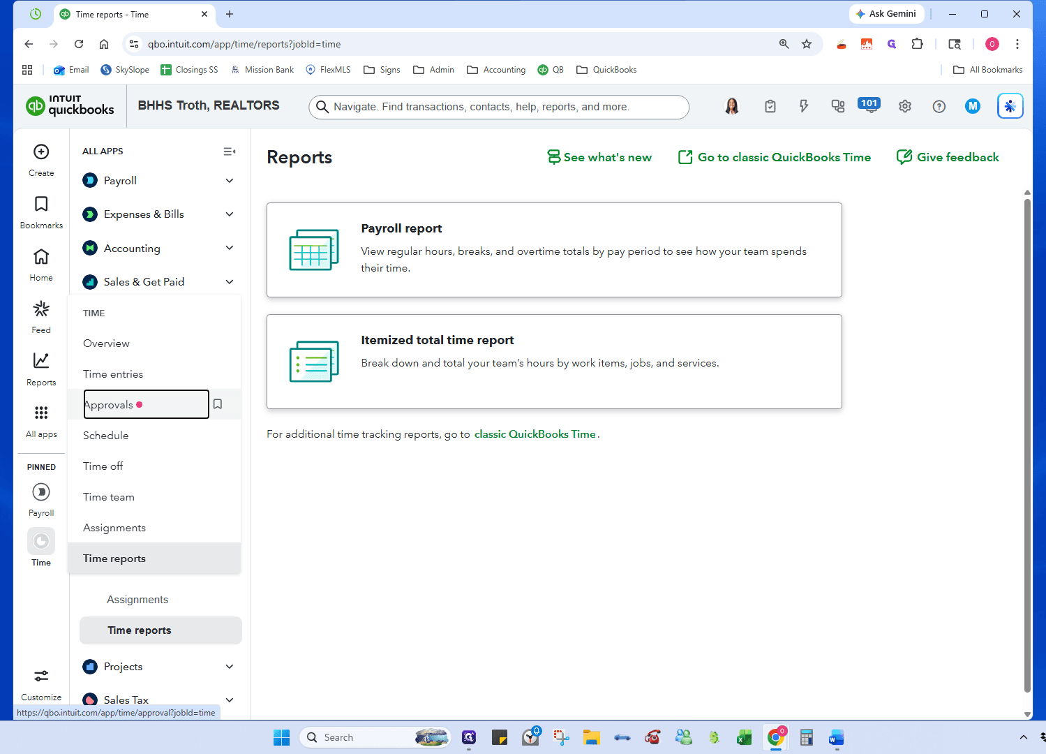 Step #5: Go to Approvals in the Time navigation menu.