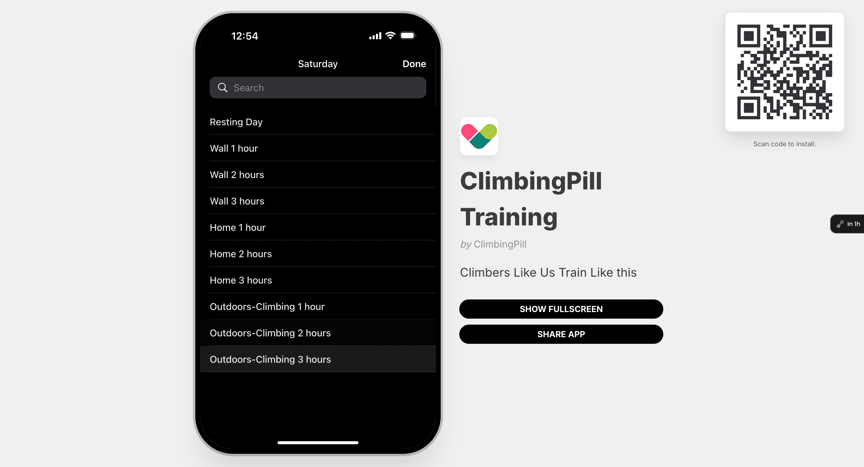 Step #50: Click on "Outdoors - Climbing 3 hours"