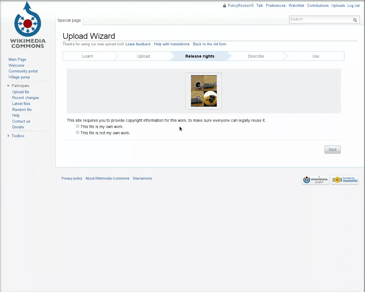 Step #8: Select This file is my own work to confirm your copyright ownership.