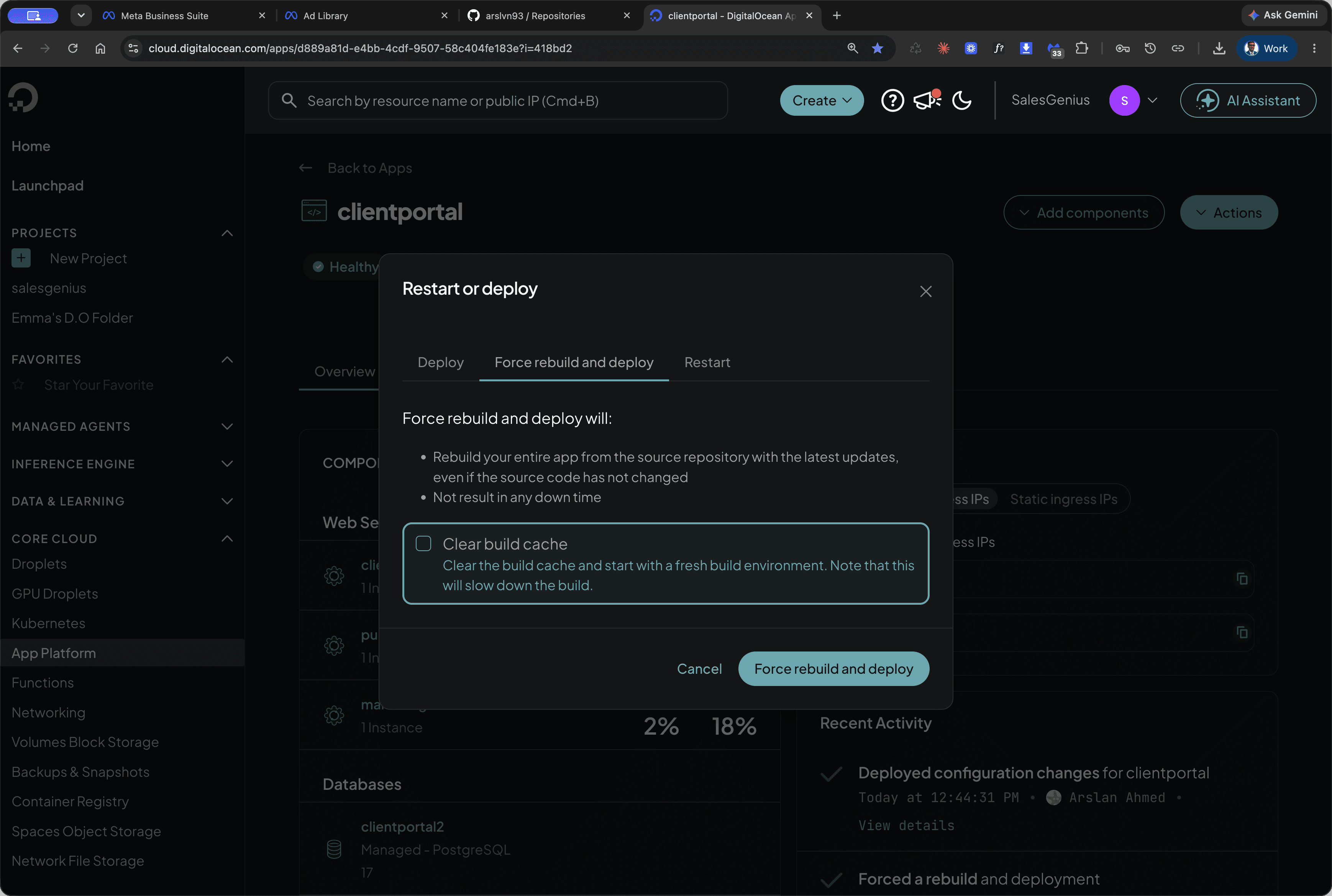 Step #3: Select the Clear build cache checkbox.