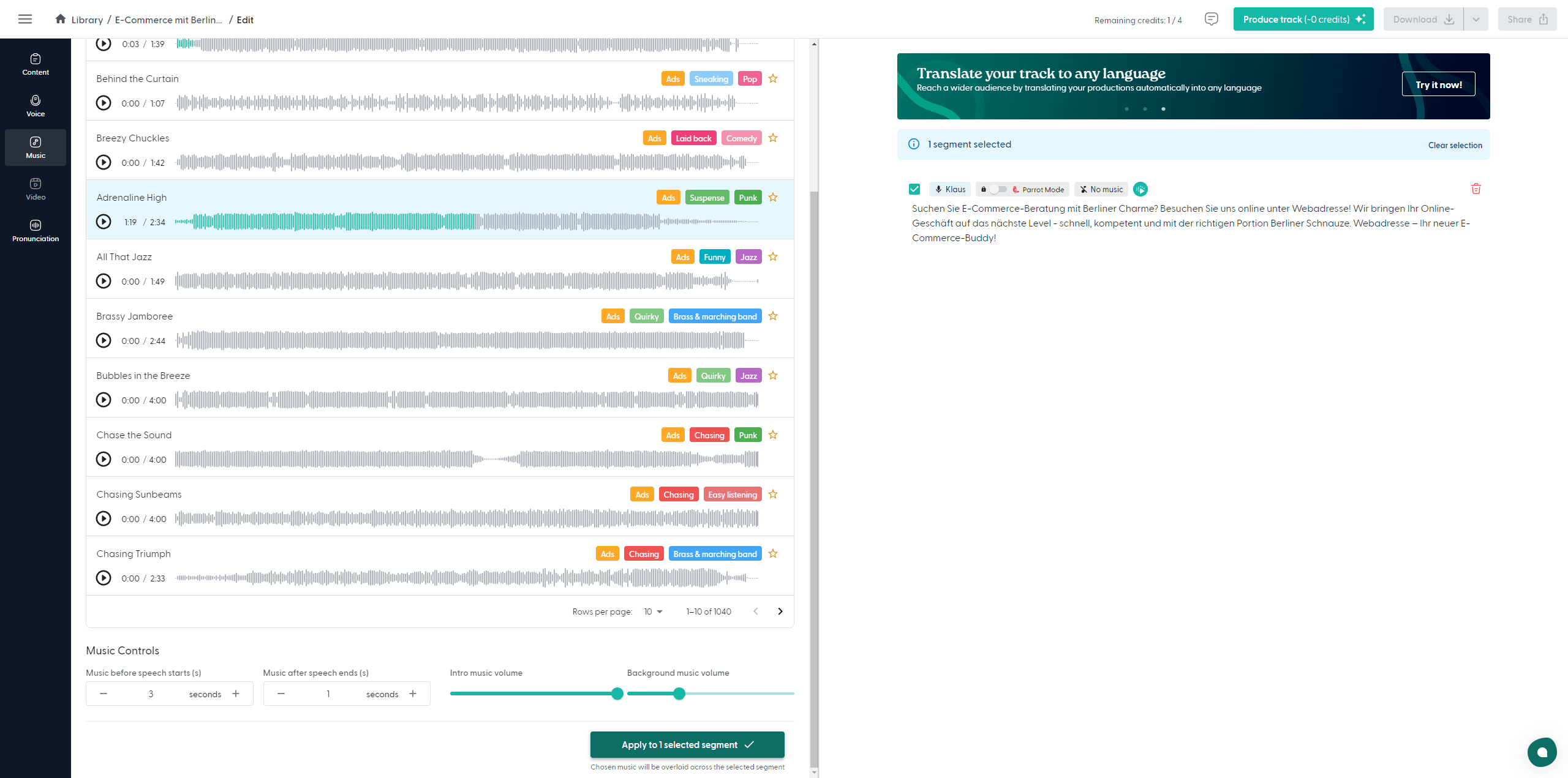 Step #15: Klickt wieder auf "Apply to 1 selected segment ✓"