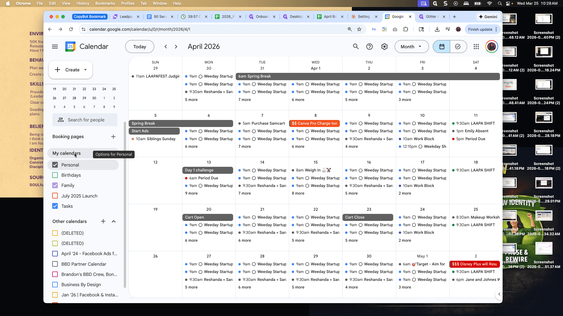 Step #7: Right-click on "My calendars"