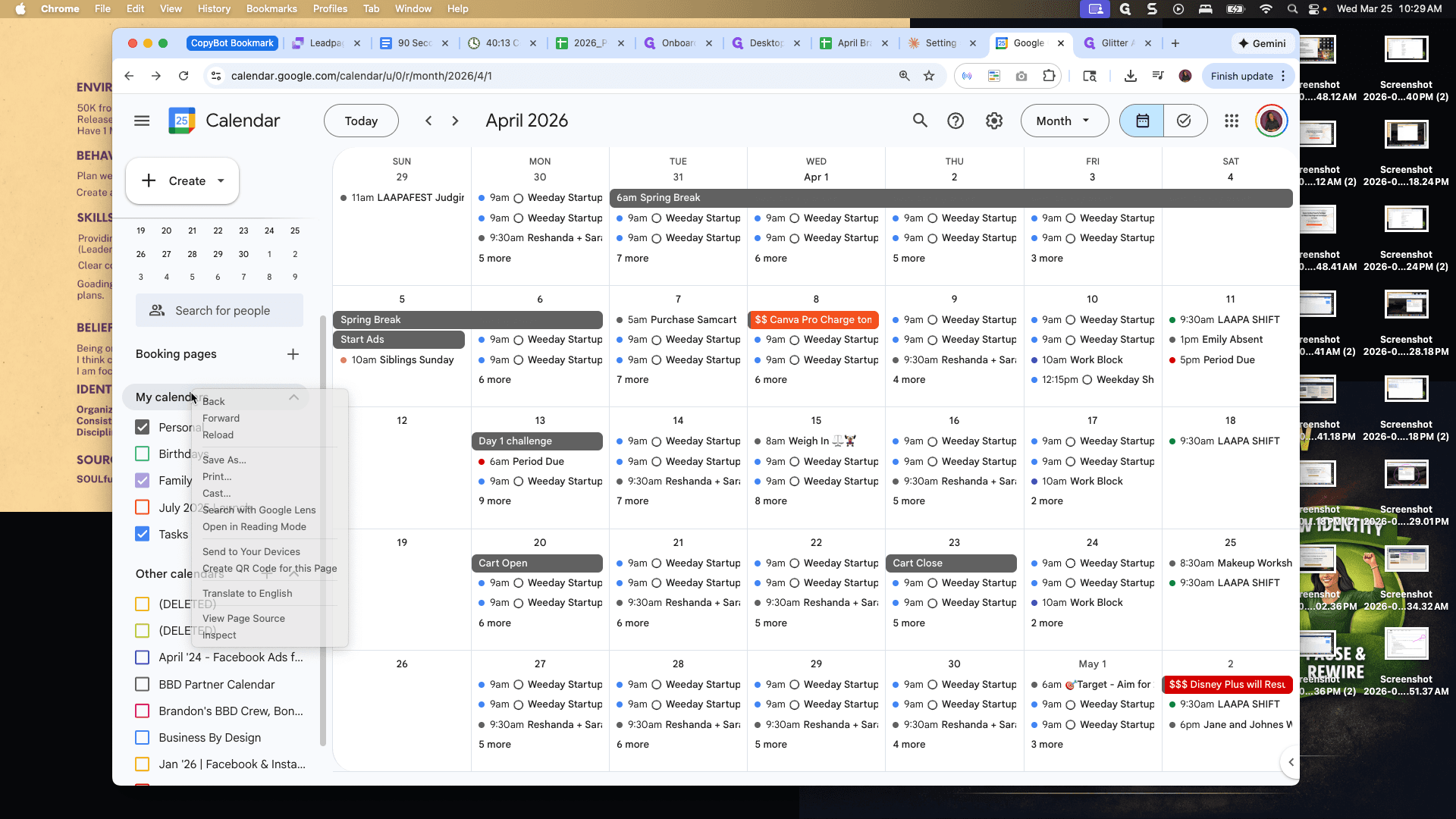 Step #12: Right-click on "My calendBack"