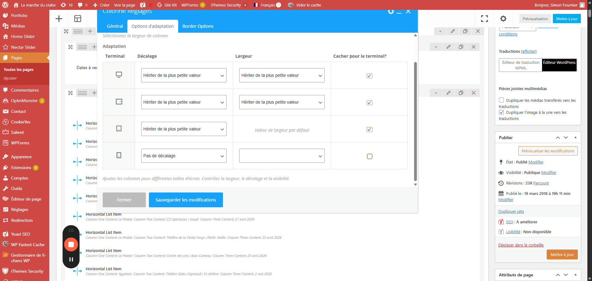 Step #8: Cochez toutes les cases pour masquer la section à tous les types de terminaux.