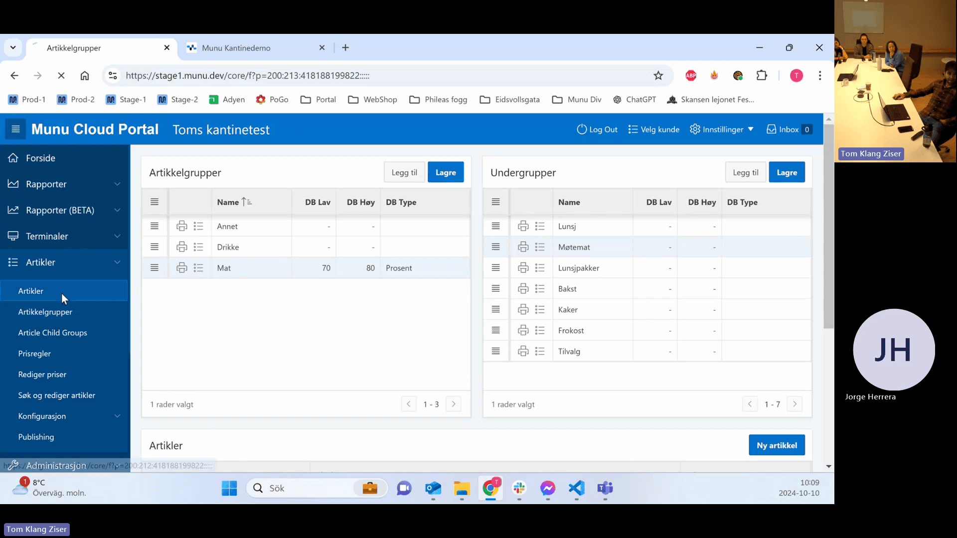 Step #7: Click Artikler under the expanded menu to access the article management grid.