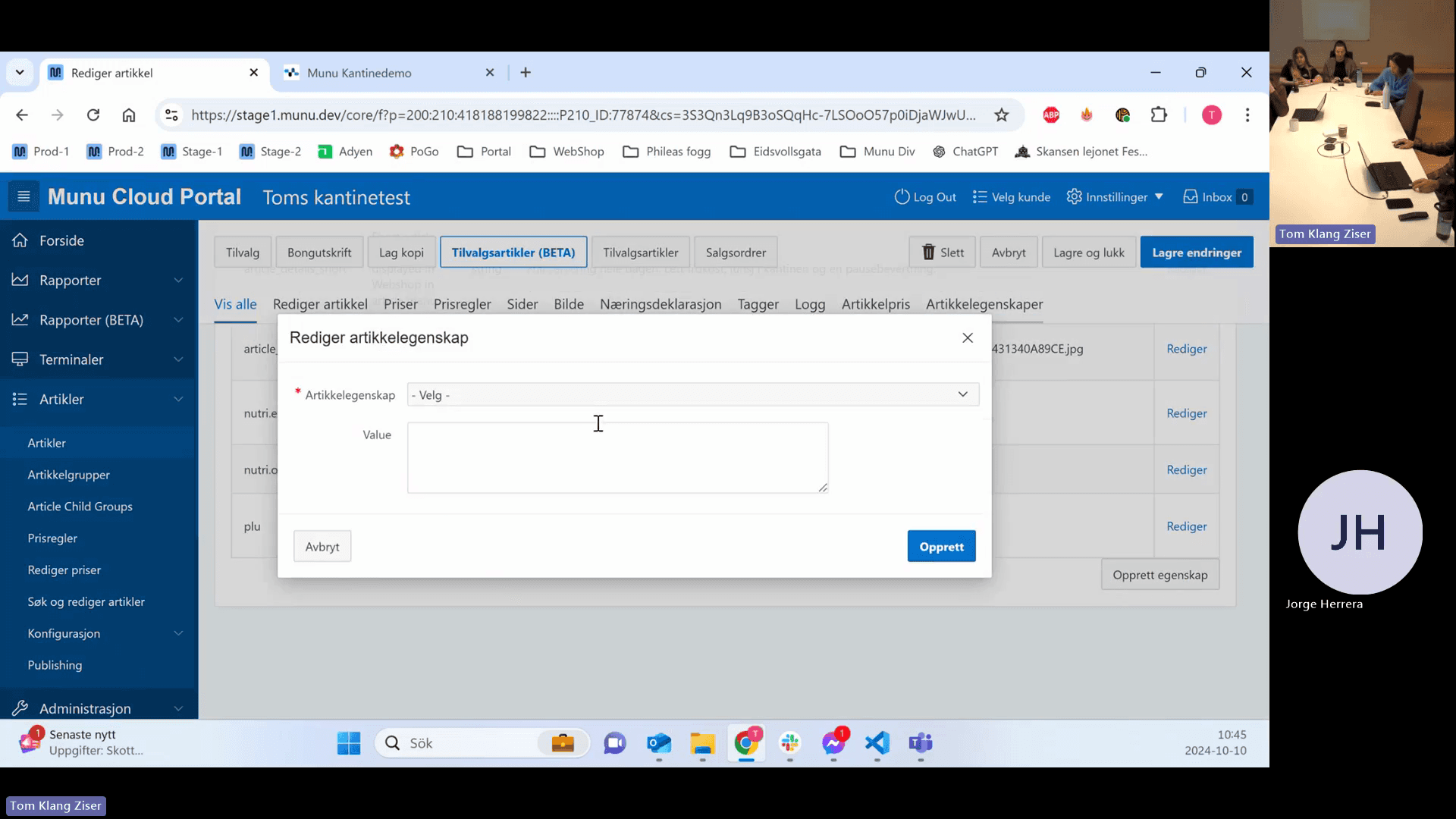 Step #58: Click the Artikkelegenskap drop-down menu.