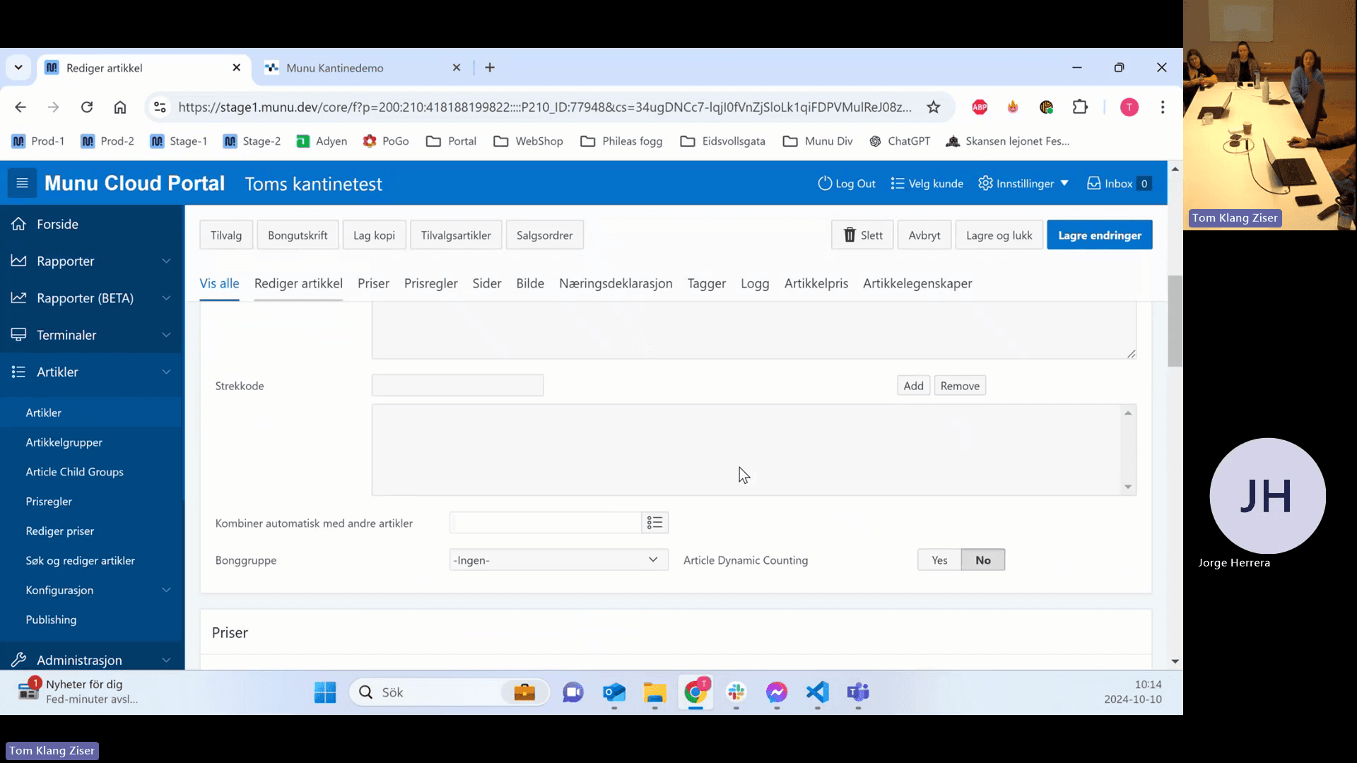 Step #24: Click the Priser tab to manage pricing and VAT.