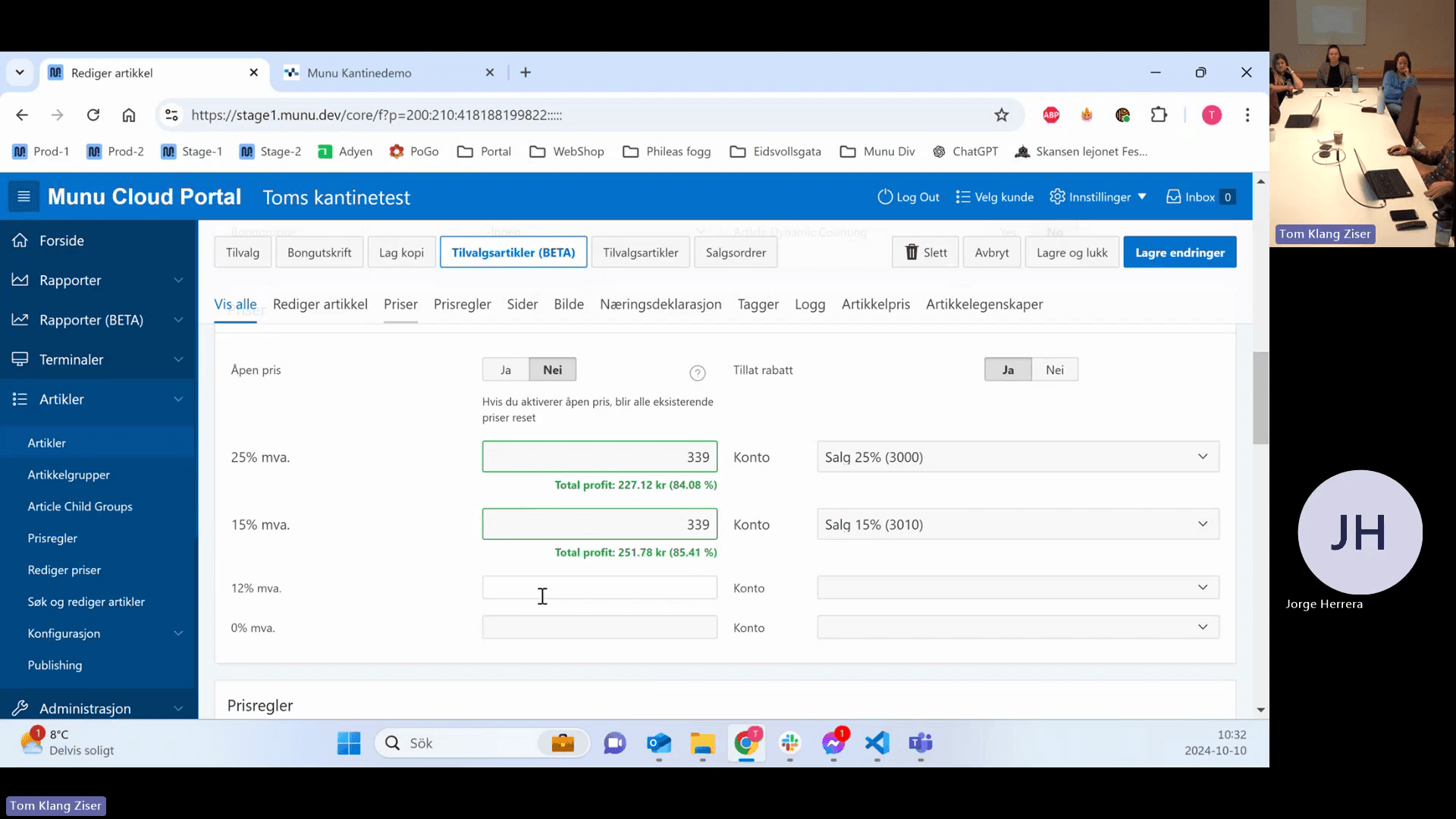 Step #28: Enter the sales price and assign the corresponding sales account from the drop-down menu.