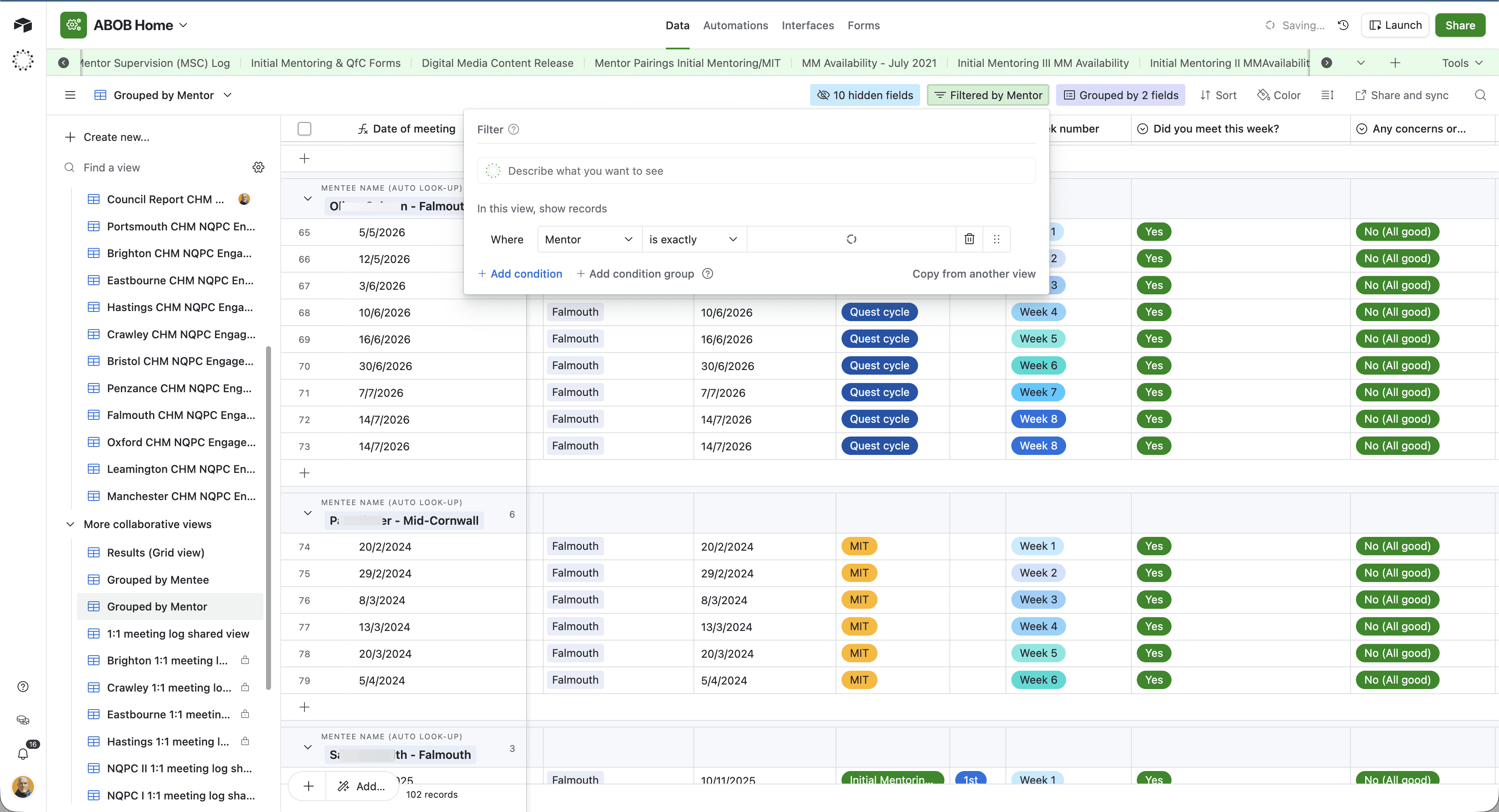 Step #4: Open the filter configuration menu at the top of the table.