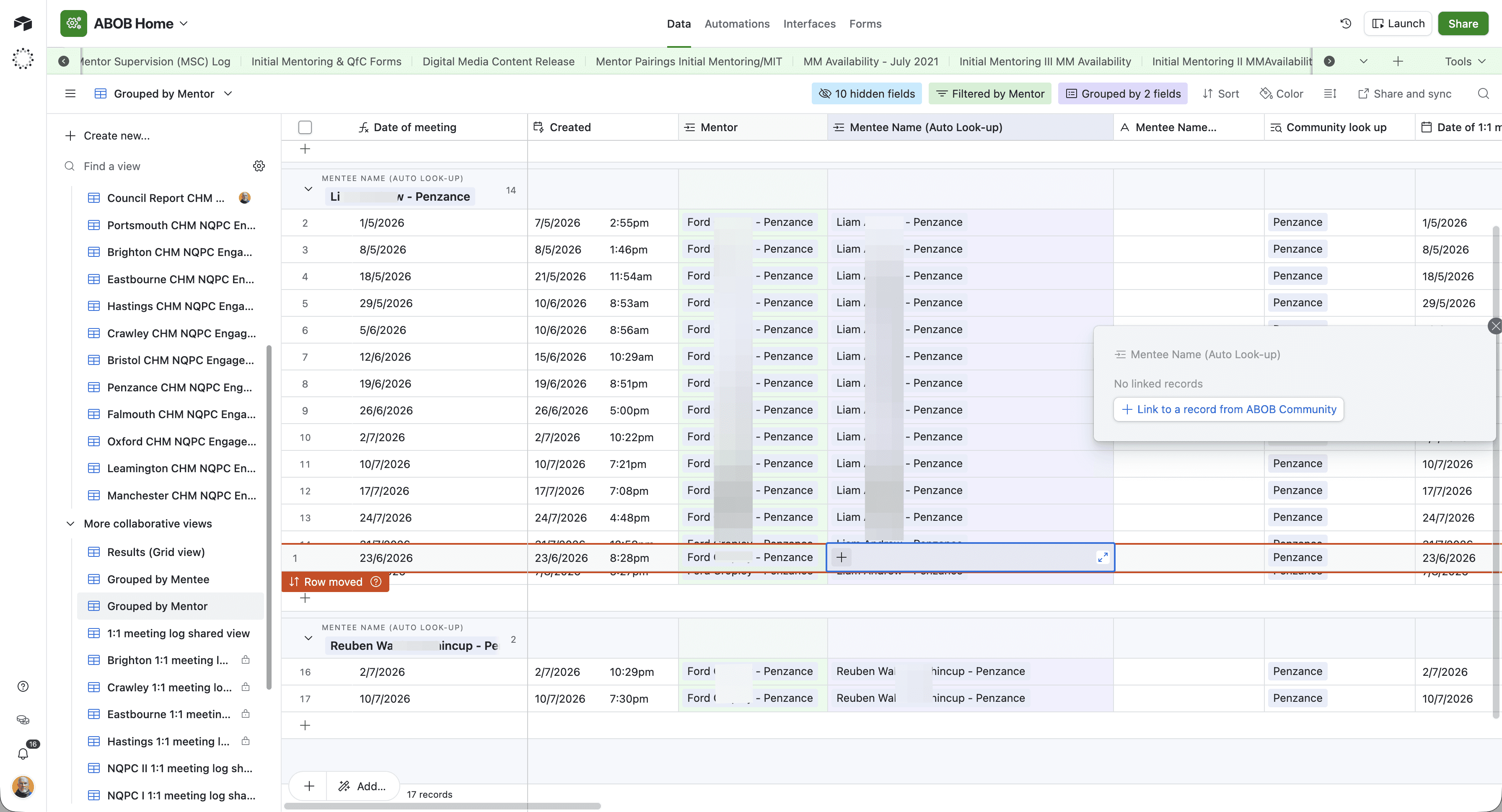 Step #11: Click + Link to a record from ABOB Community to pull up the directory.