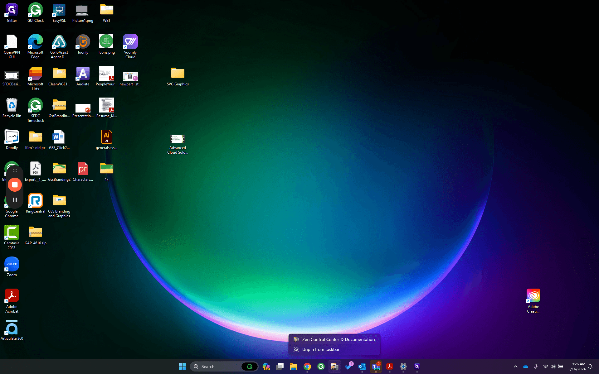 Step #3: Right-click "Zen Control Center & Documentation"