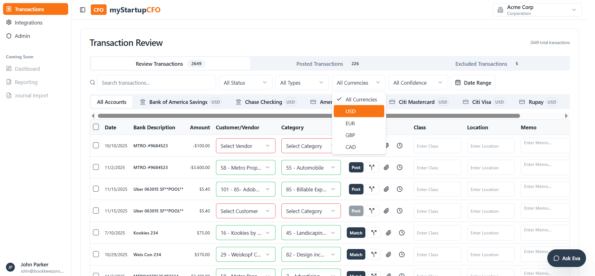 Step #2: Clicking All Currencies reveals the full list of available currencies.