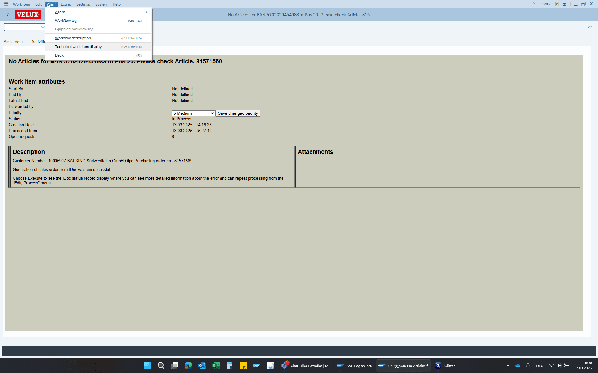 Step #12: Klicken Sie auf "Technical work item display"