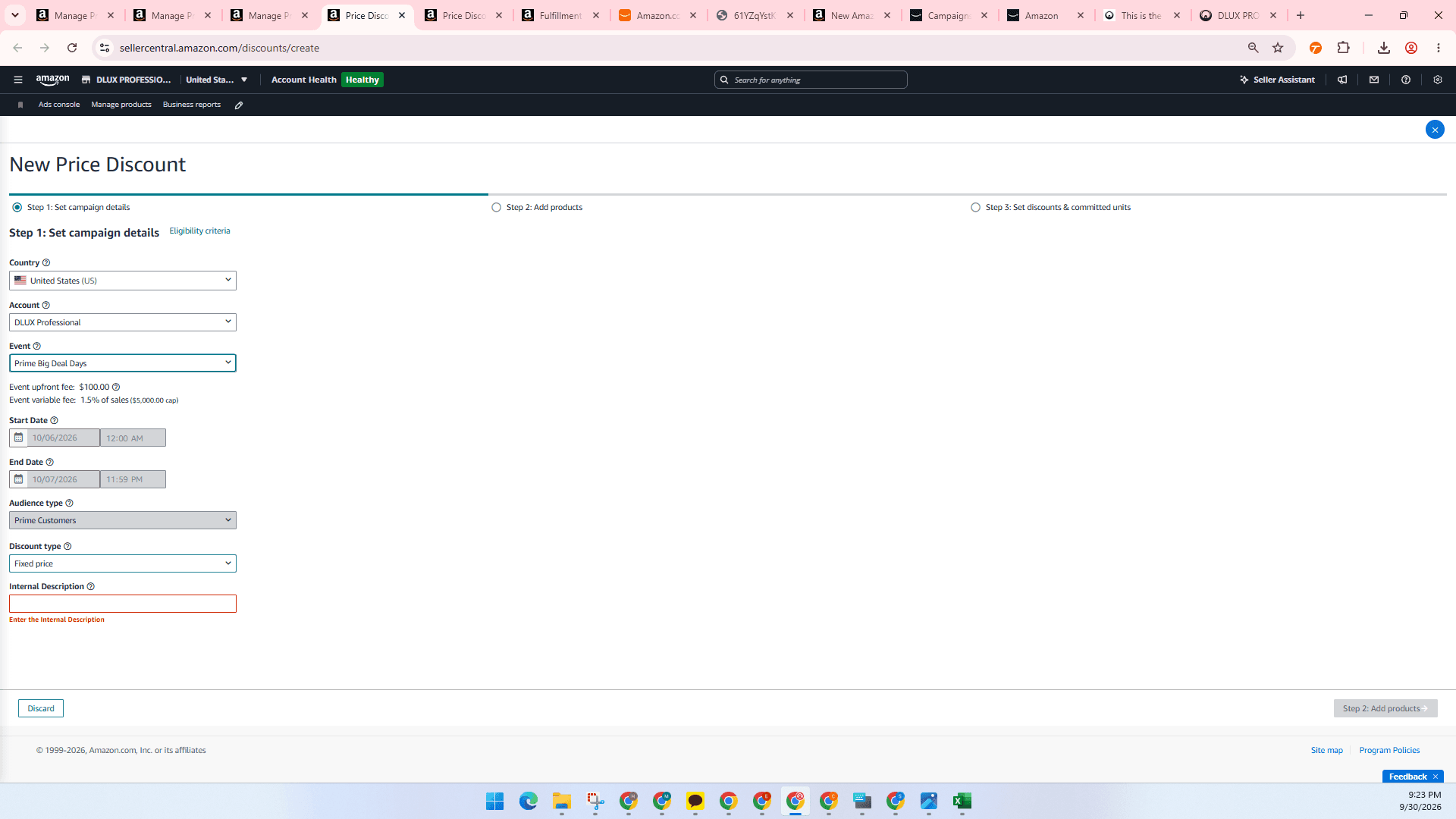 Step #5: Click the Discount type dropdown and select your discount model.