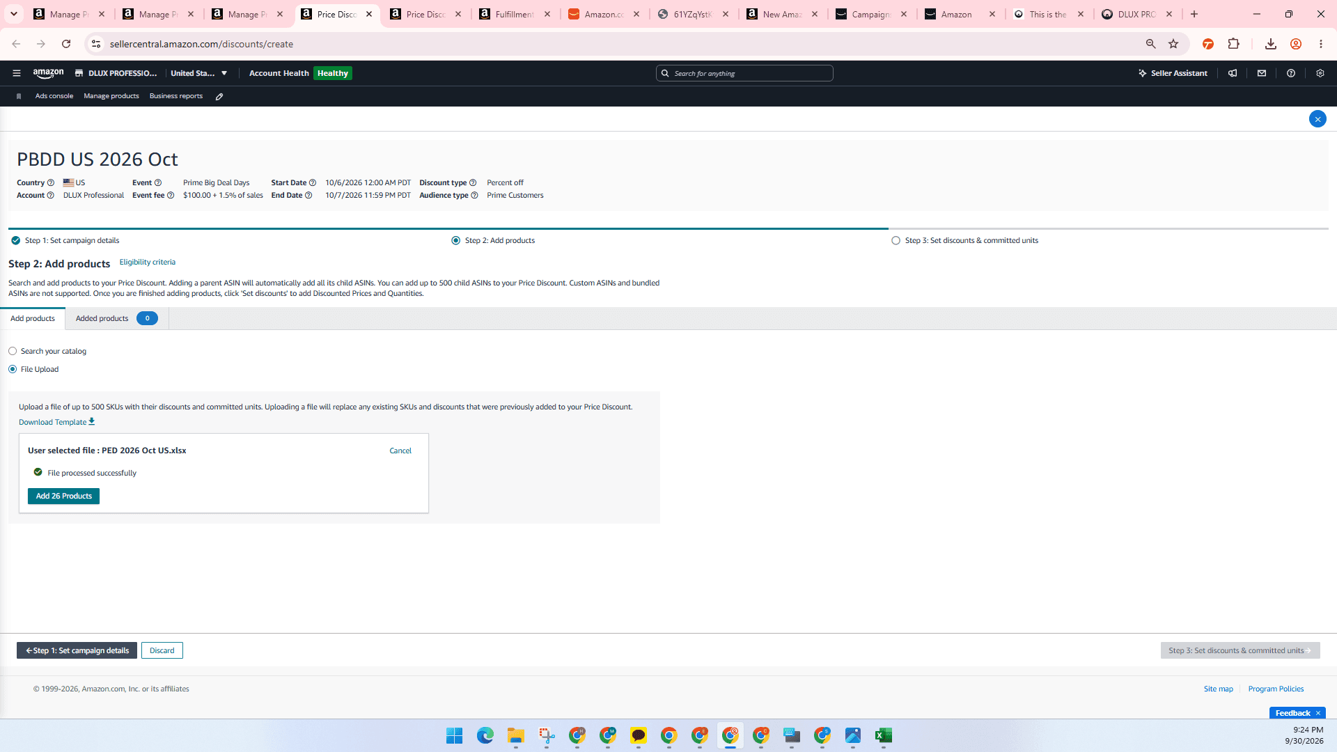 Step #3: Click on Add 26 Products once the file has successfully processed.