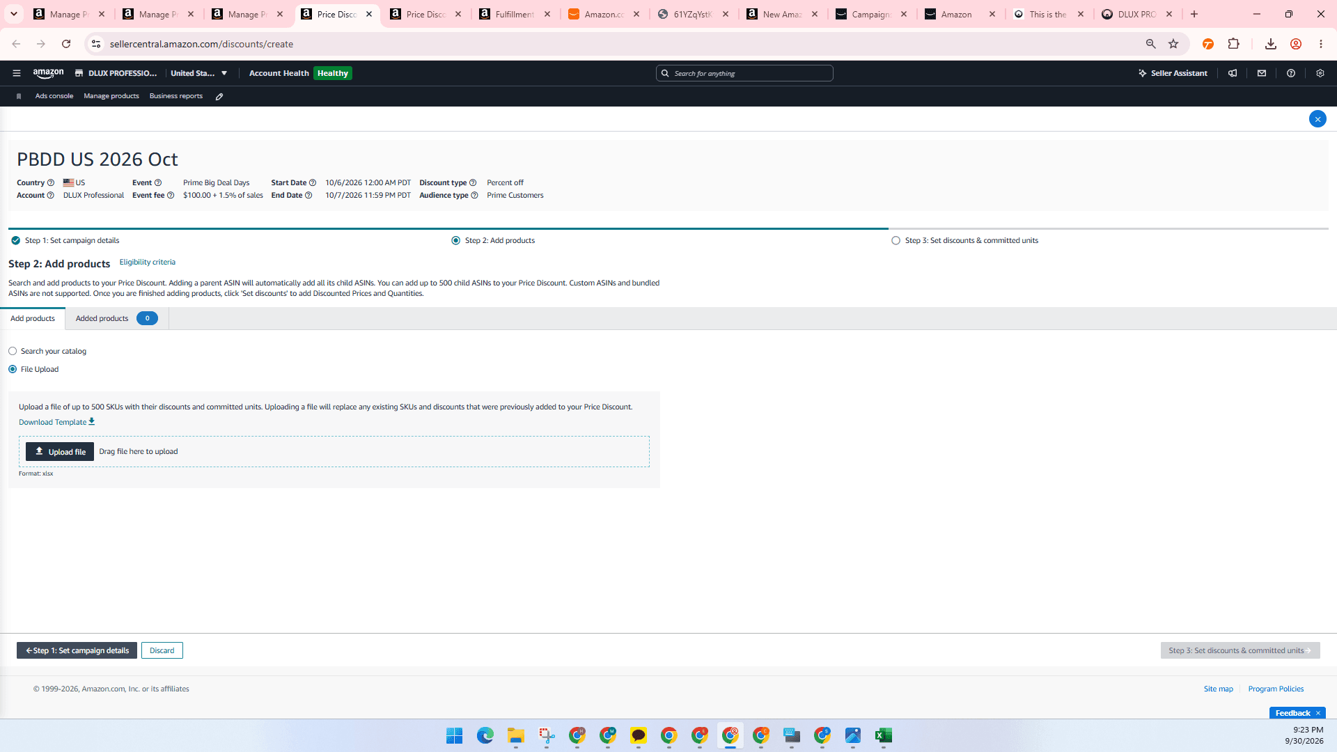 Step #2: Click on Upload file. And upload the spreadsheet you updated.