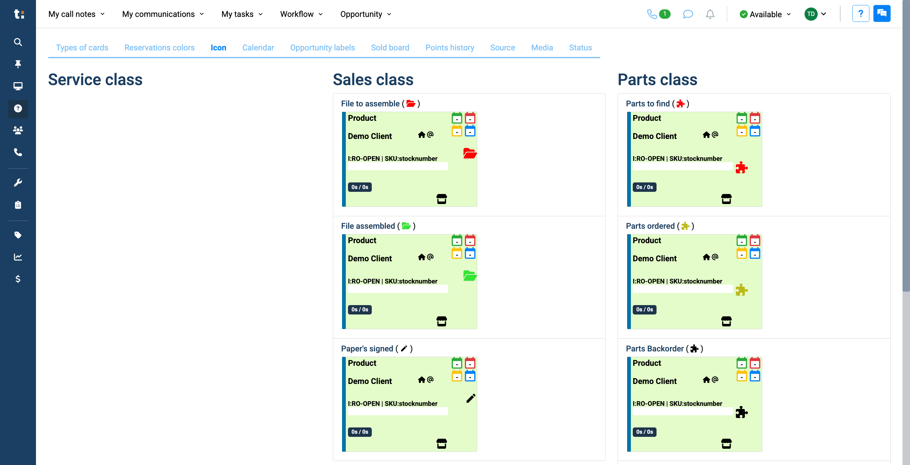 Step #6: Icons are the symbols you select for each class to show a specific status on a card.