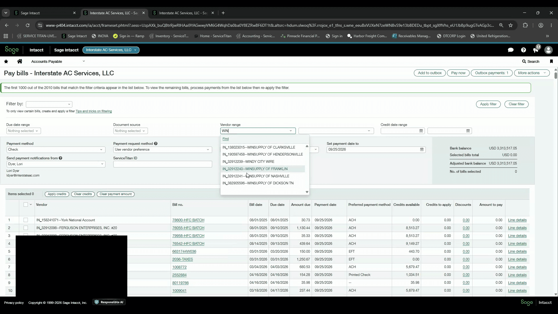 Step #3: Select the vendor range for the vendor being paid.