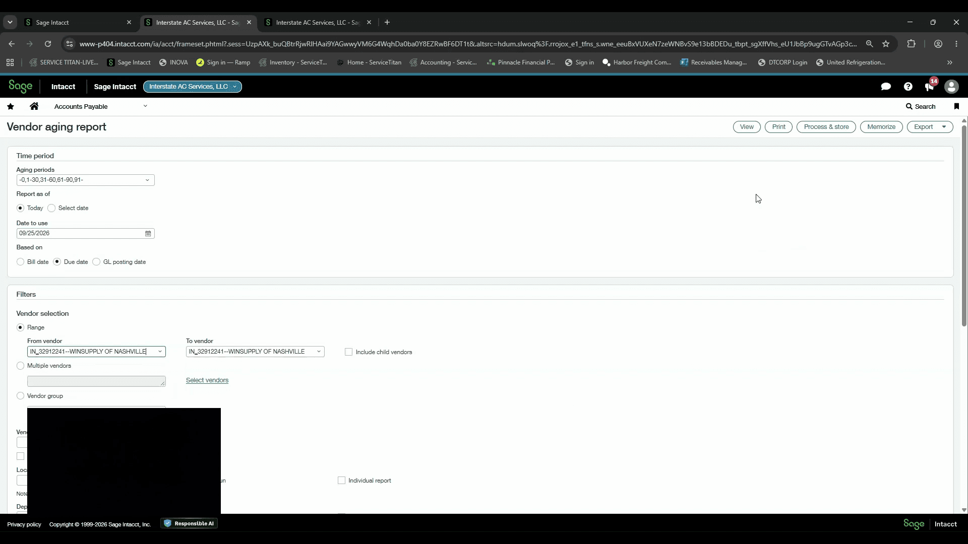 Step #3: Click View to generate and review the outstanding items.