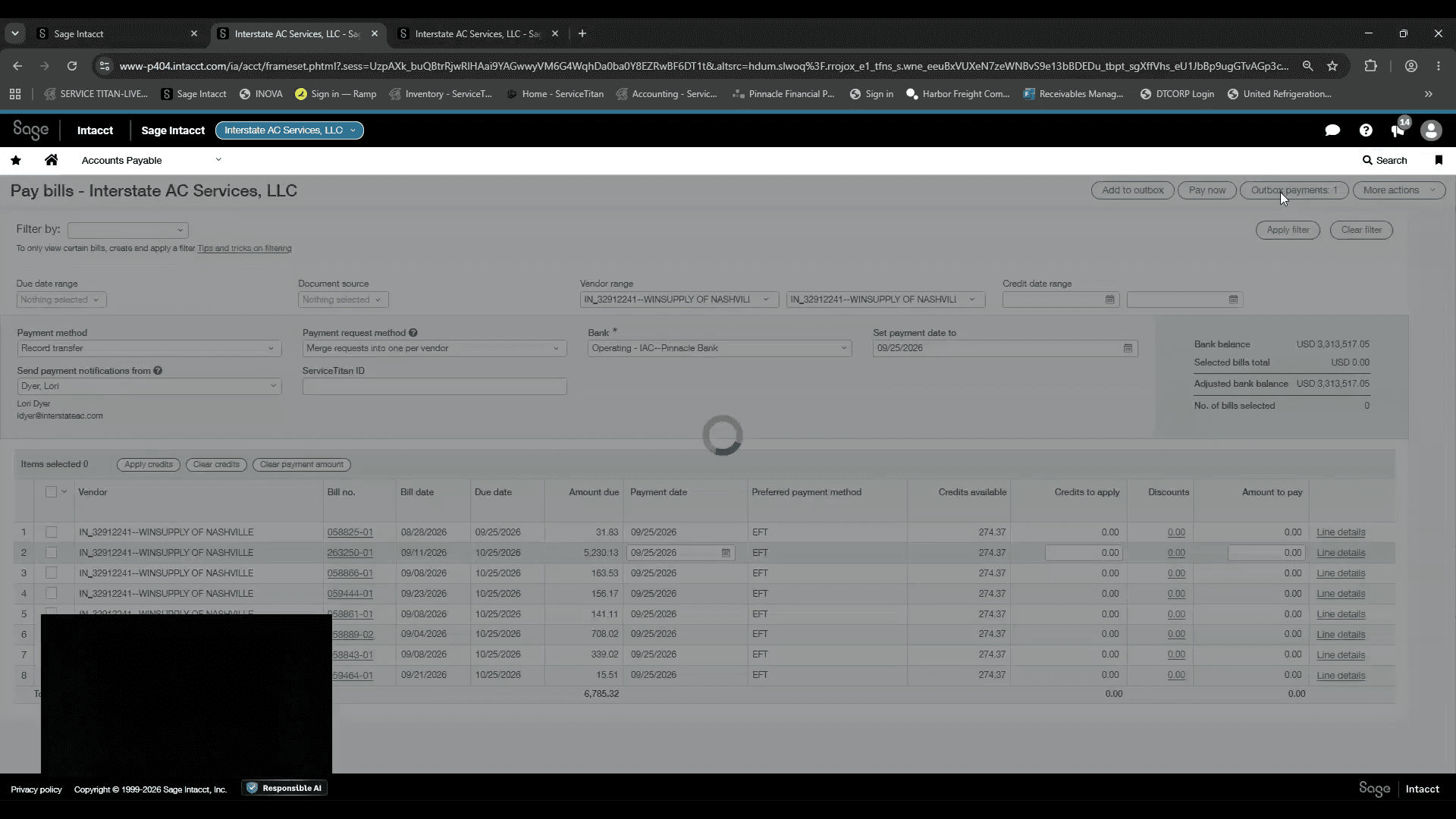 Step #7: Select Invoices to add to outbox