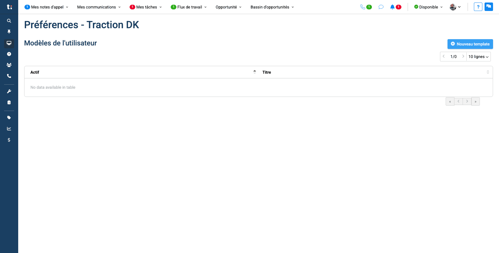 Step #4: Cliquez sur "nouveau template" pour créé un nouveau modèle