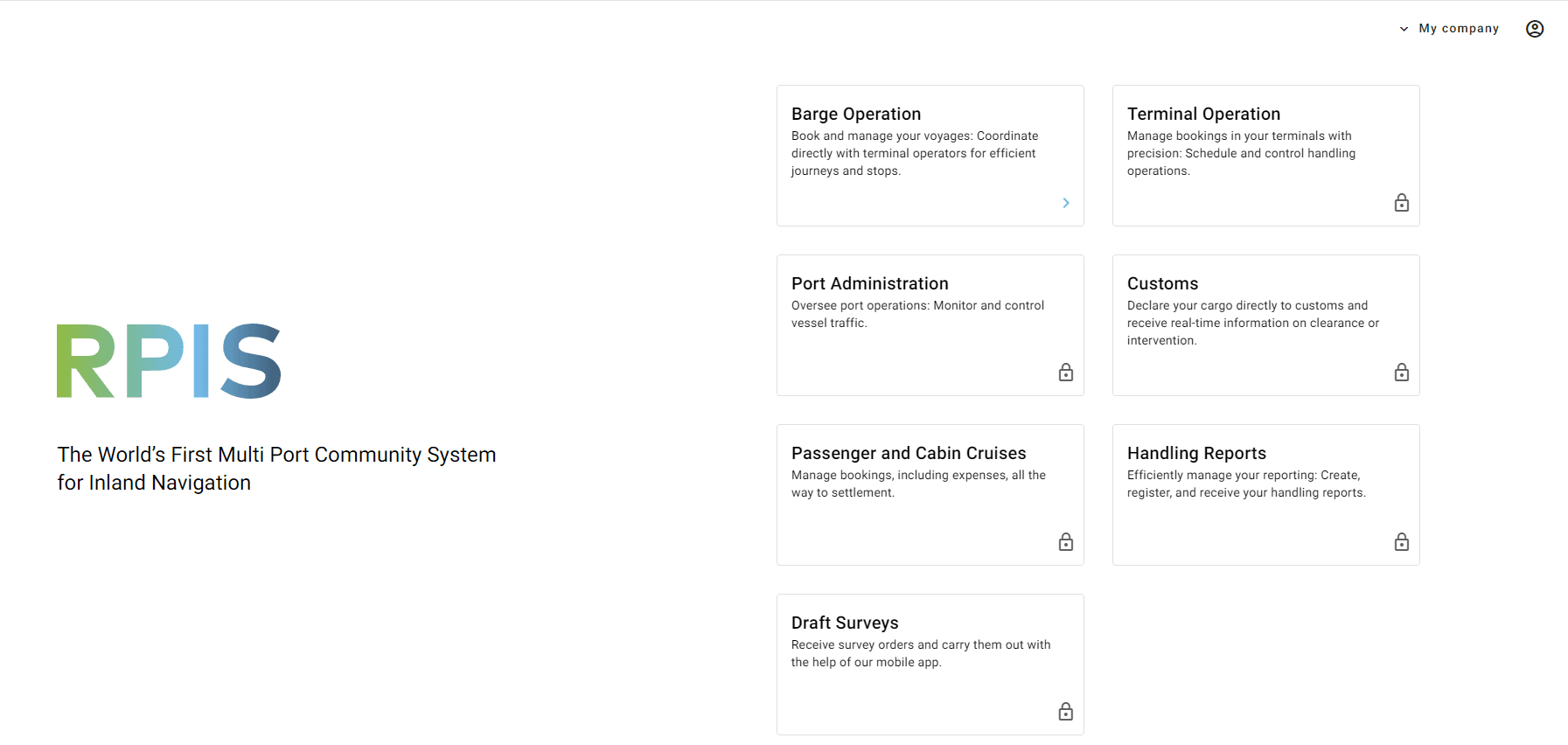 Step #1: Once logged in on the RPIS website, click "My company" in the top navigation menu.