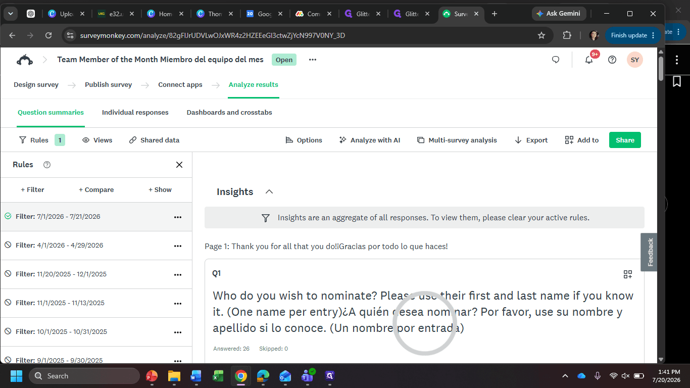 Step #10: Click the Individual responses tab to read specific respondent comments.